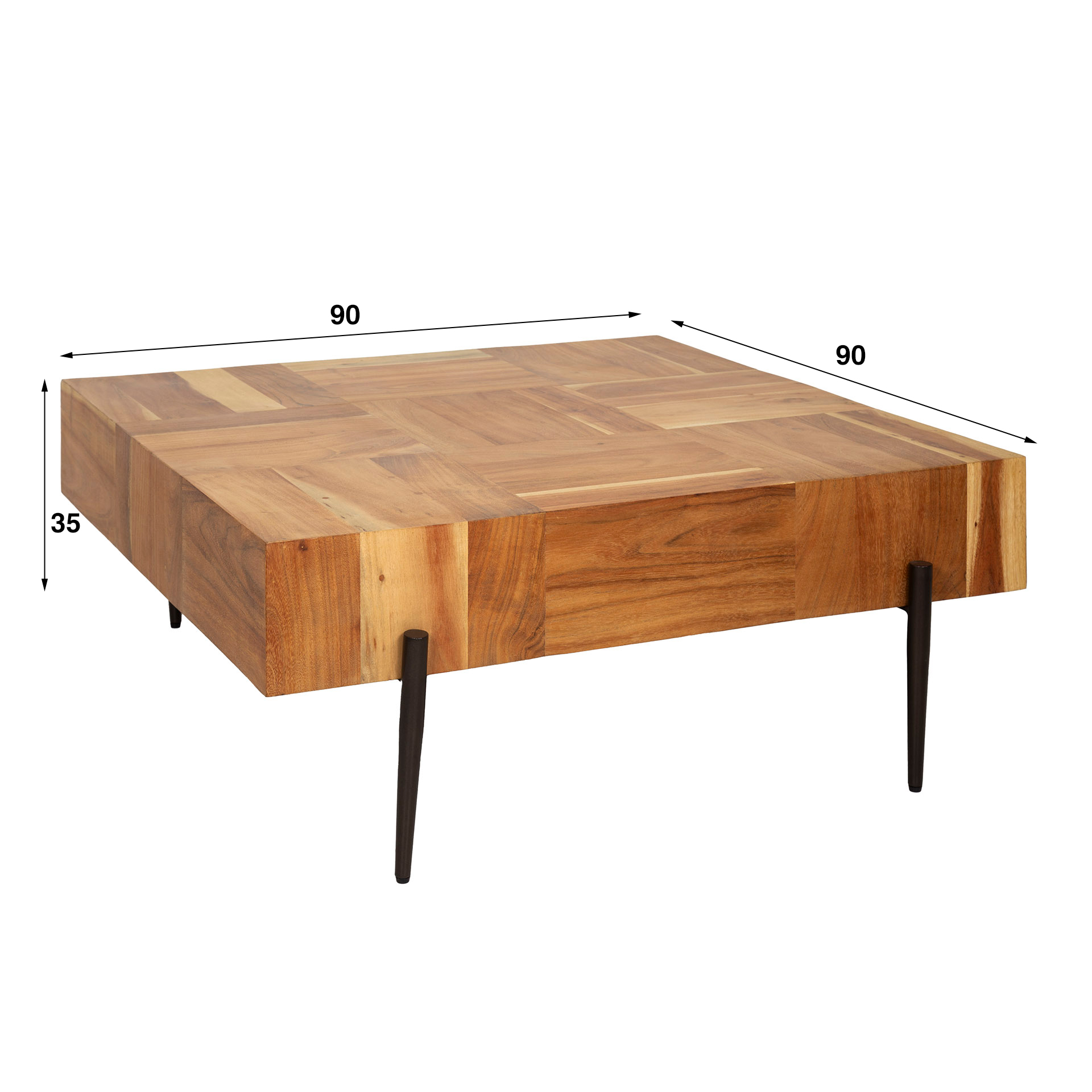 Mesa de centro Blocks 90x90 - Acacia maciza natural