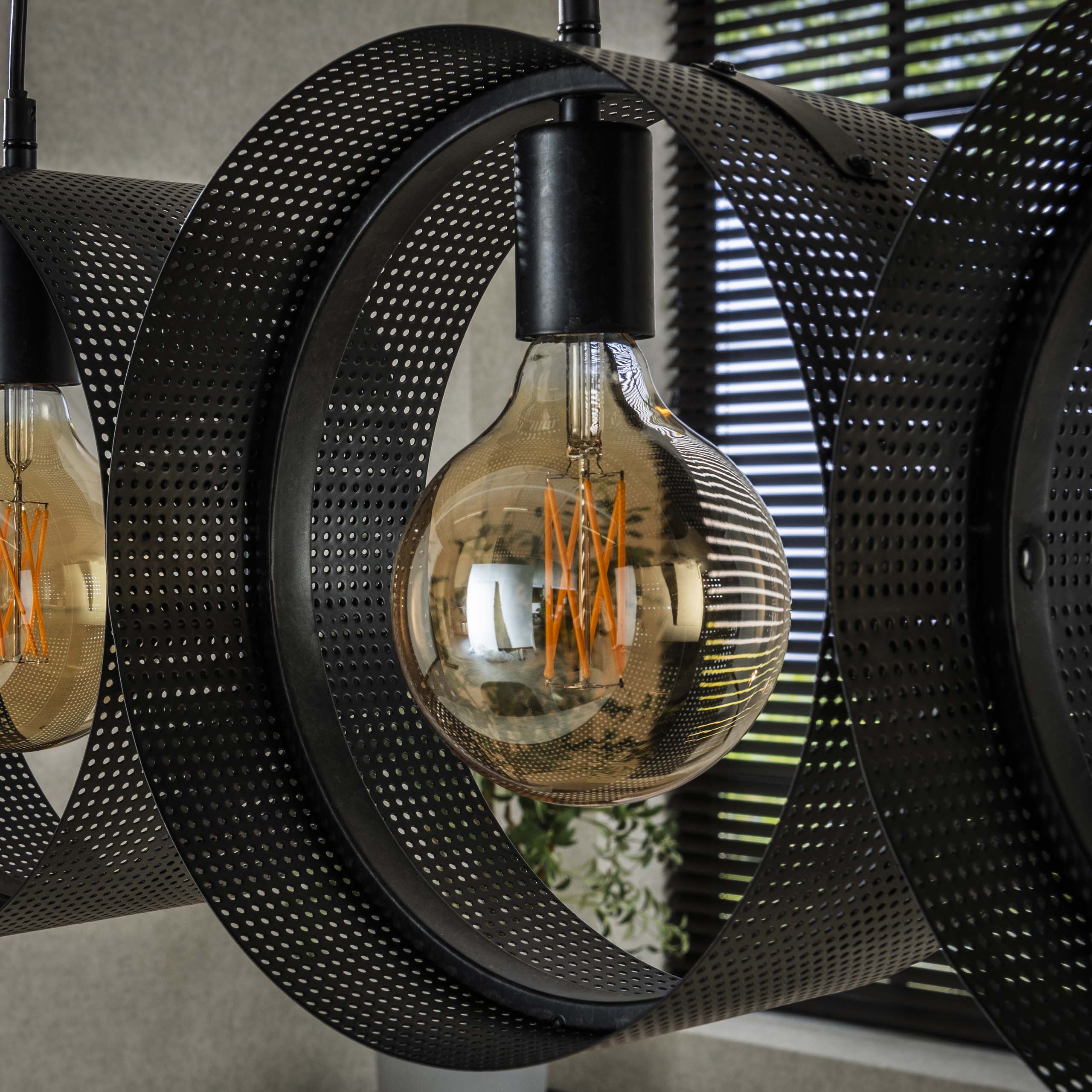 Hanging lamp Ring mesh 4-light - Charcoal