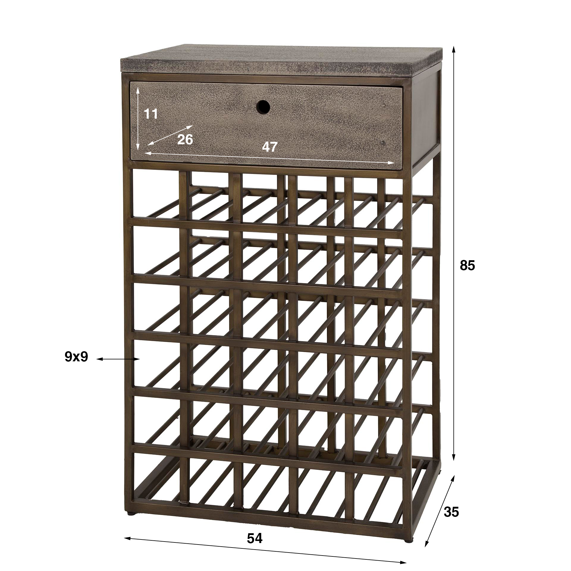 Wine cabinet Ferro 1 drawer / Bronze antique