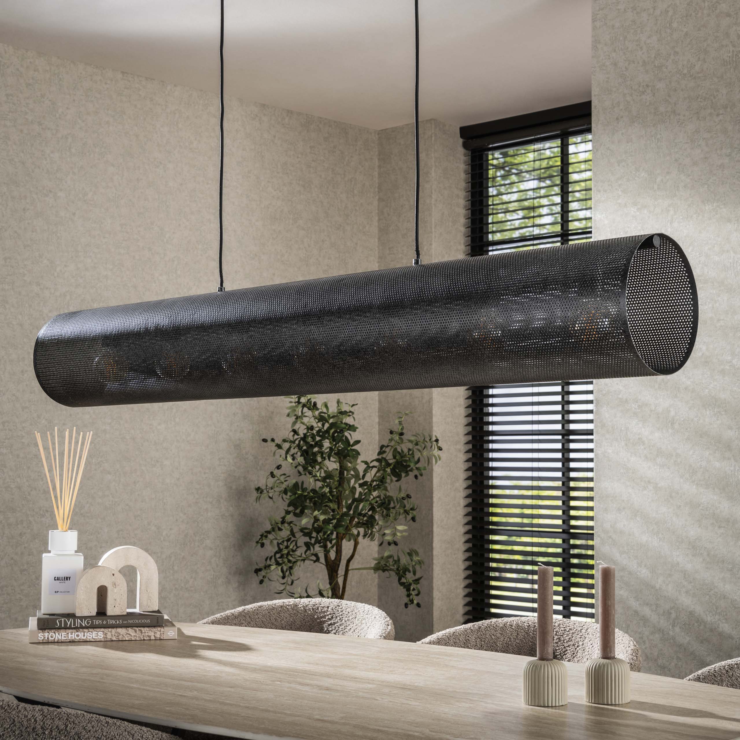 Lámpara colgante Tubon Mesh 7 luces Artic negro