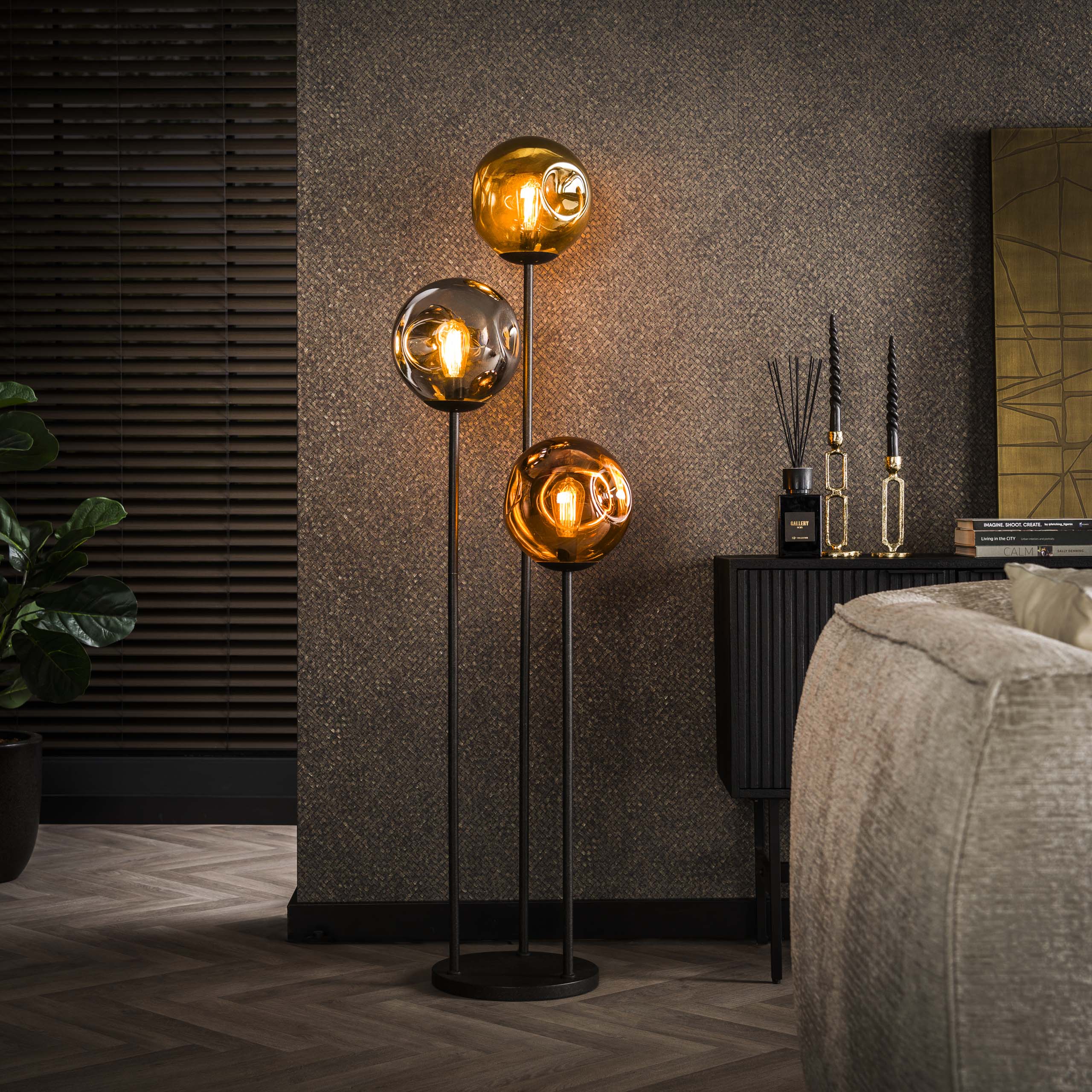 Lámpara de pie Stellar escalonada 3 luces - Negro ártico