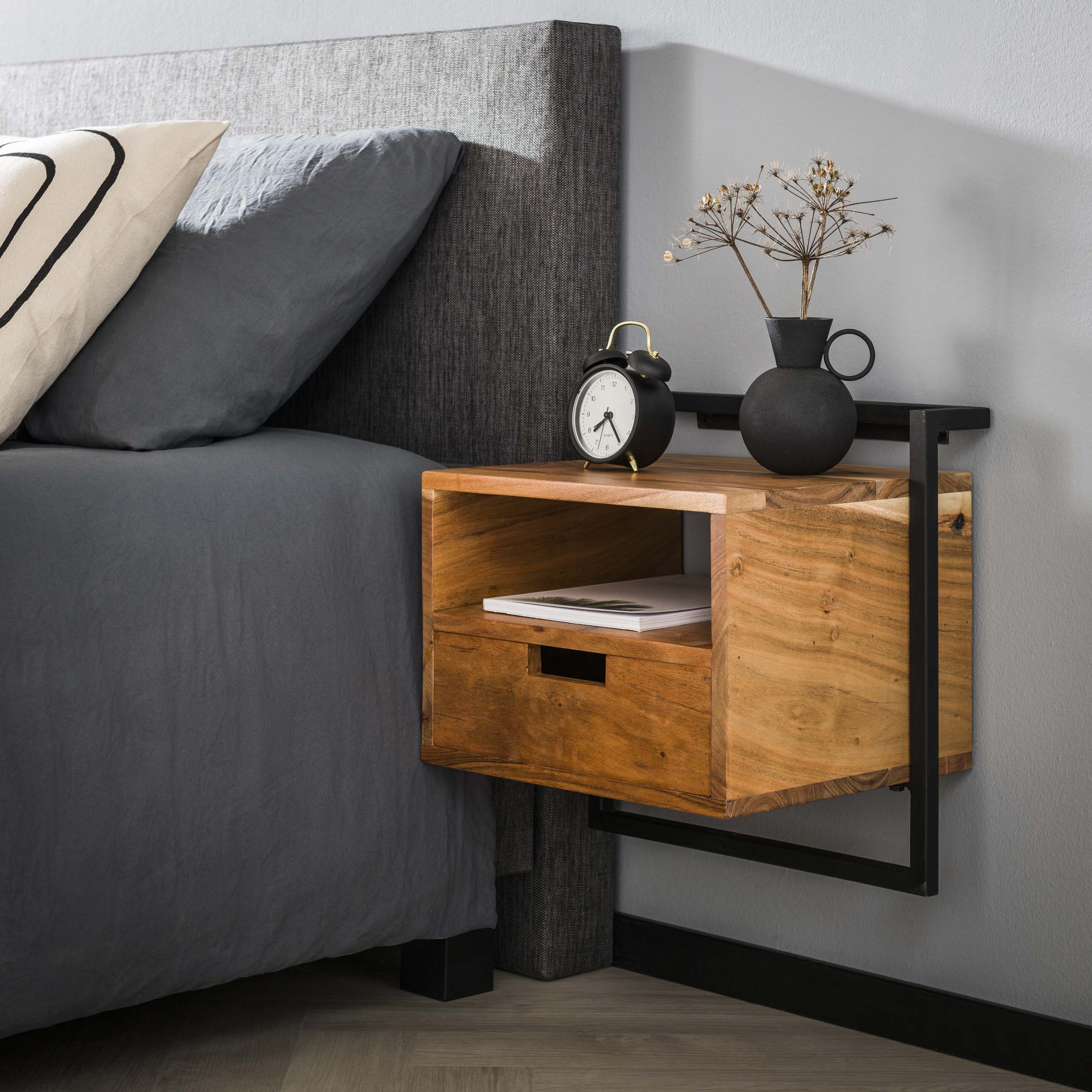 Mesita de noche Air Solid - 1 cajón - Acacia maciza
