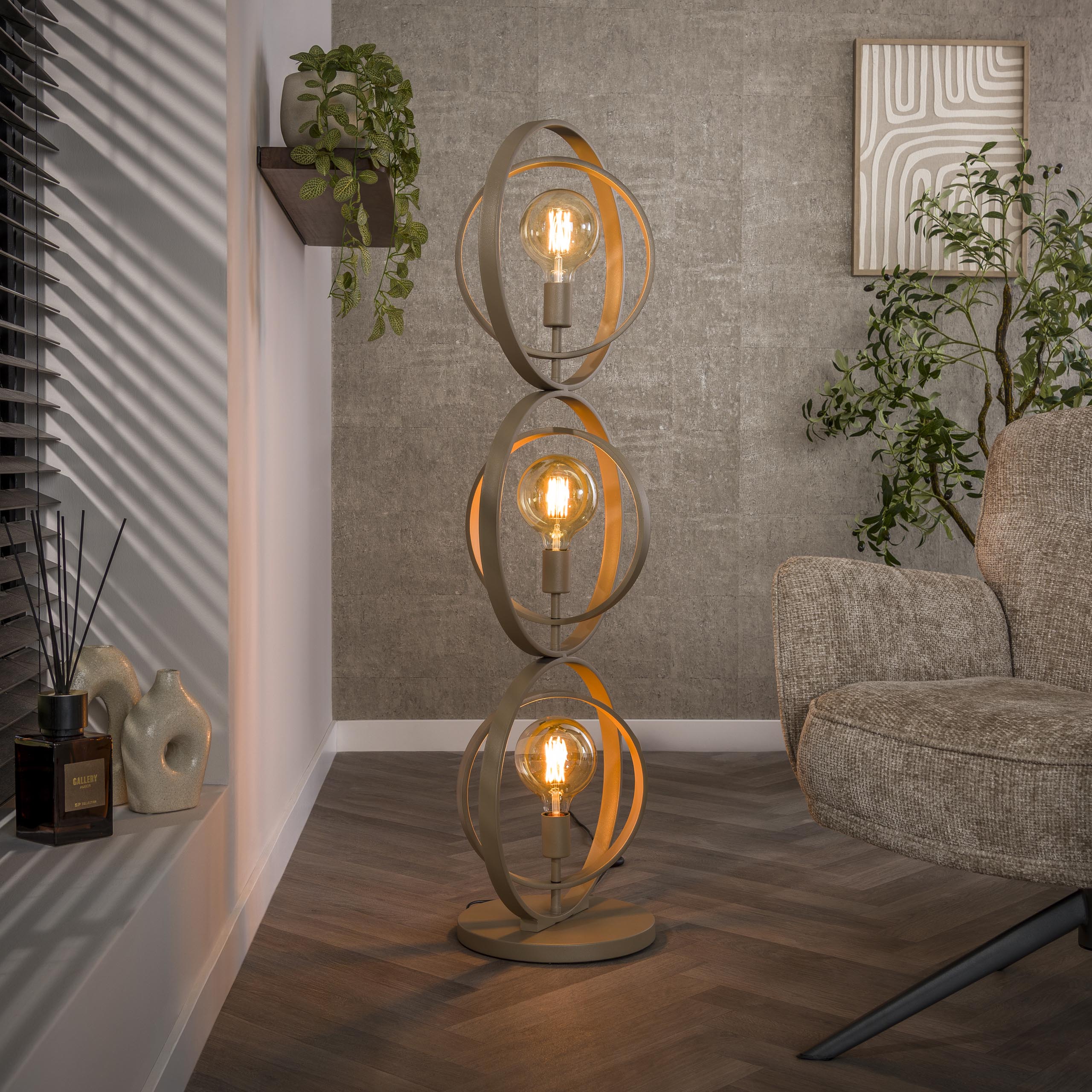 Floor lamp Turn Around 3-light - Beige