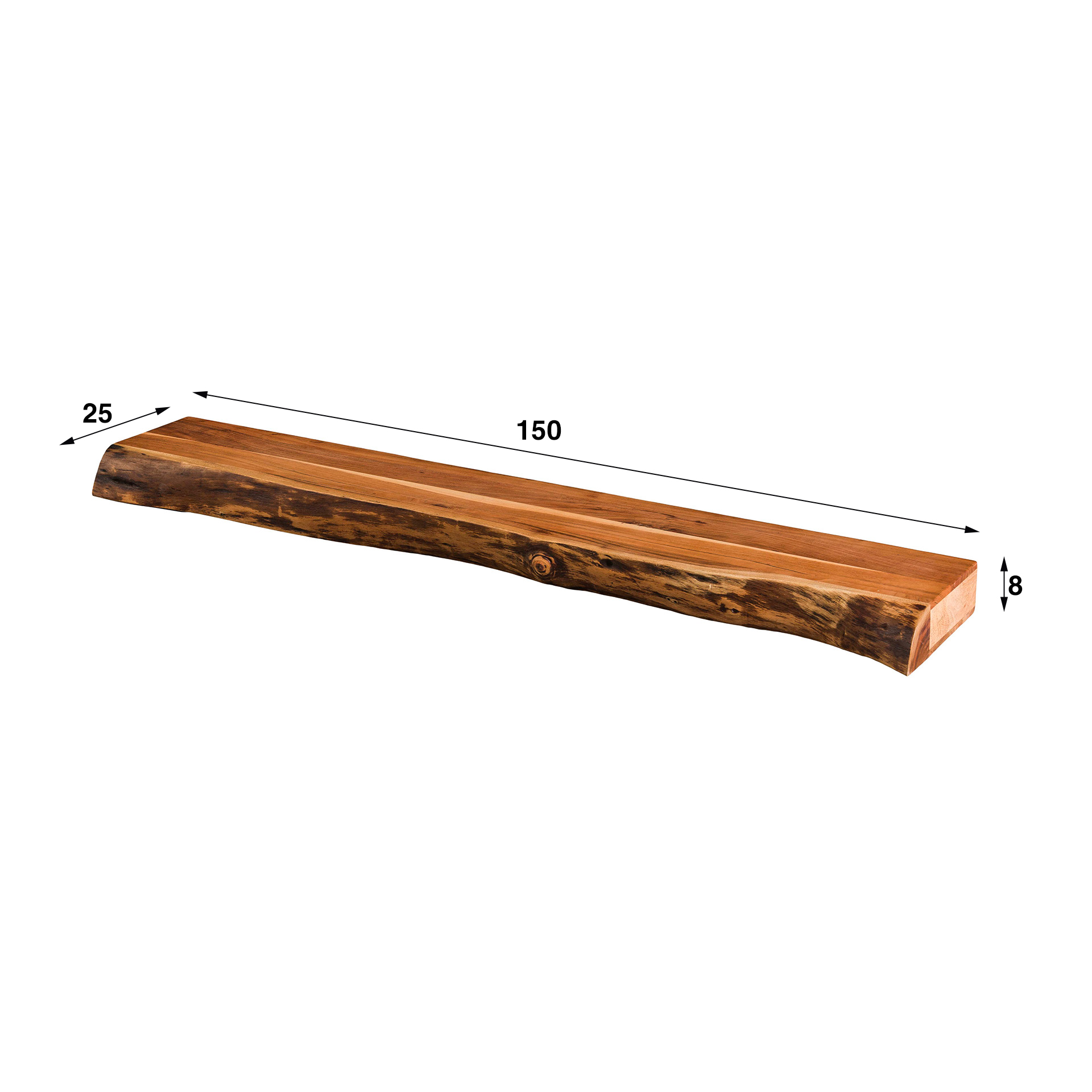 Wall shelf 150 steps / Solid acacia natural