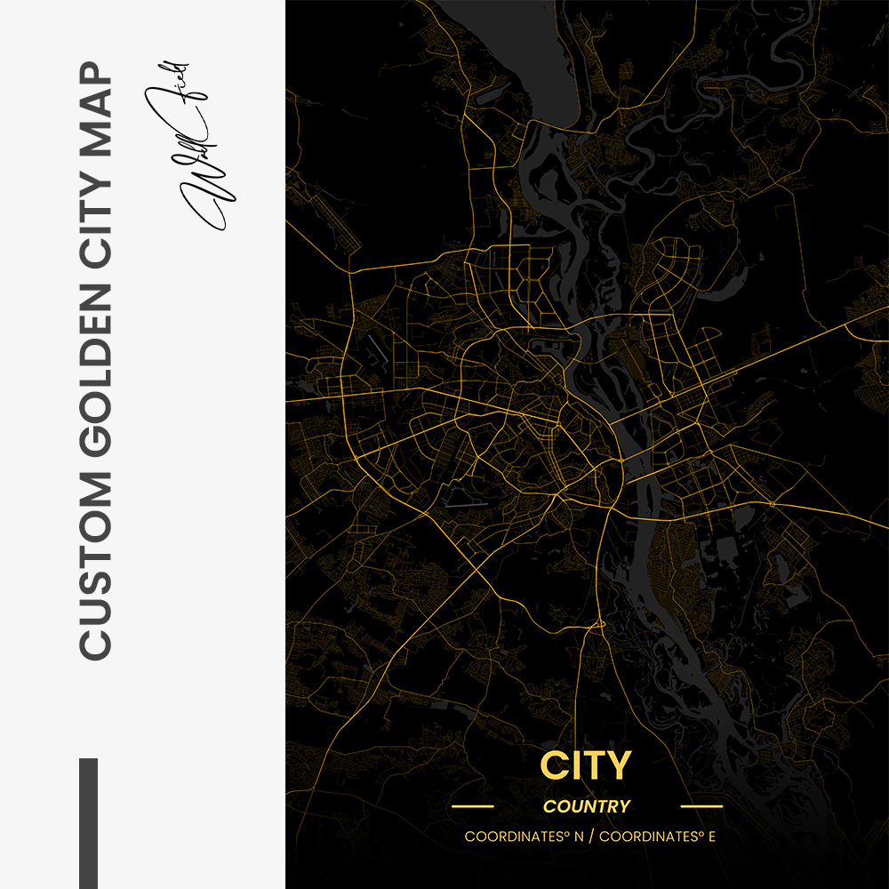 Custom Golden City Map – Glass