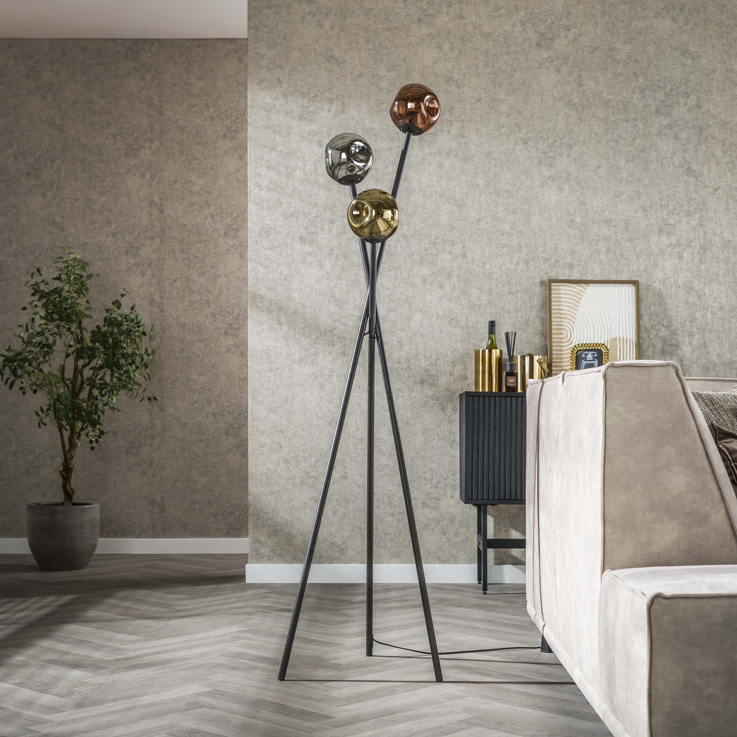 Floor lamp Molecule 3-light Artic black