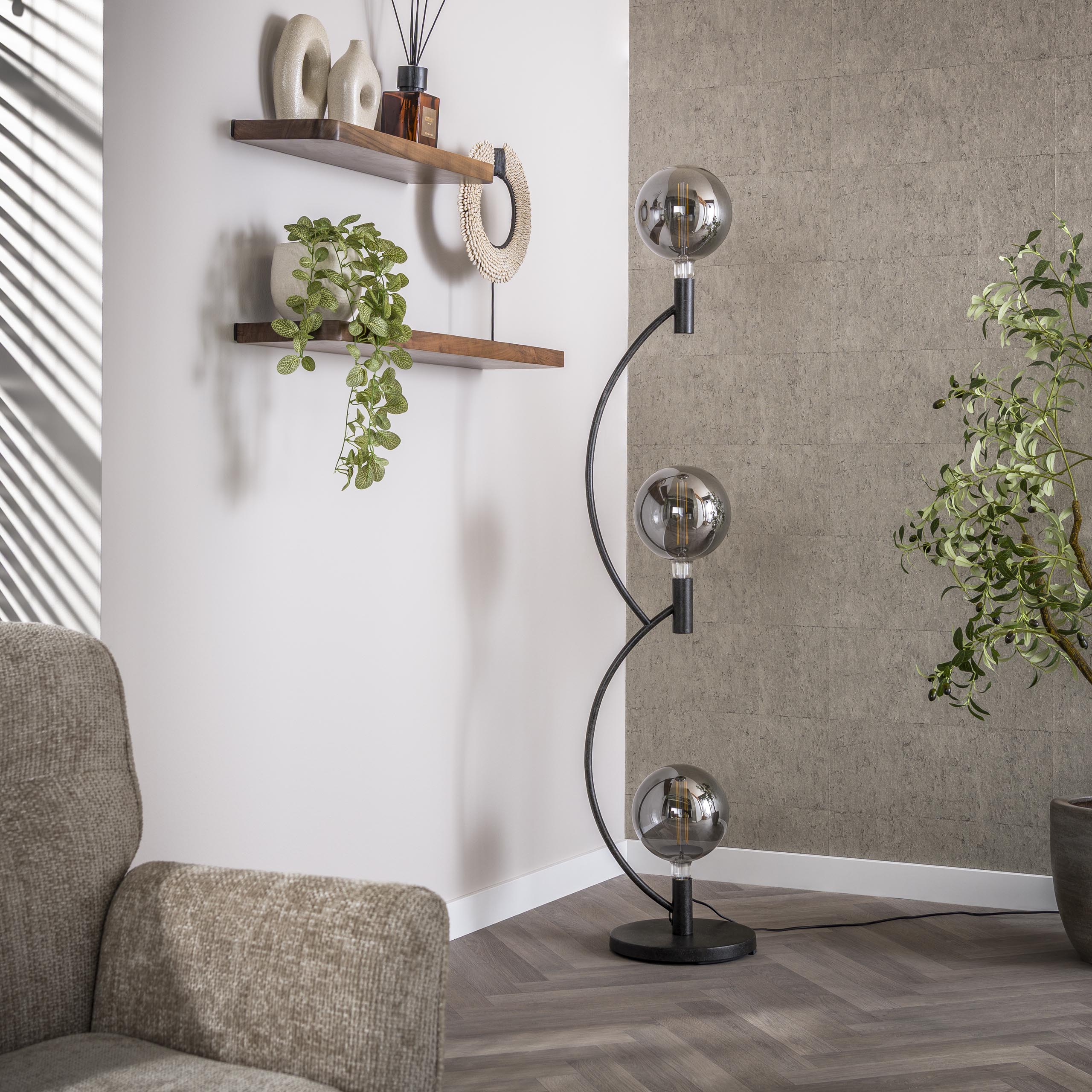 Floor lamp Arcus 3-light - Artic black