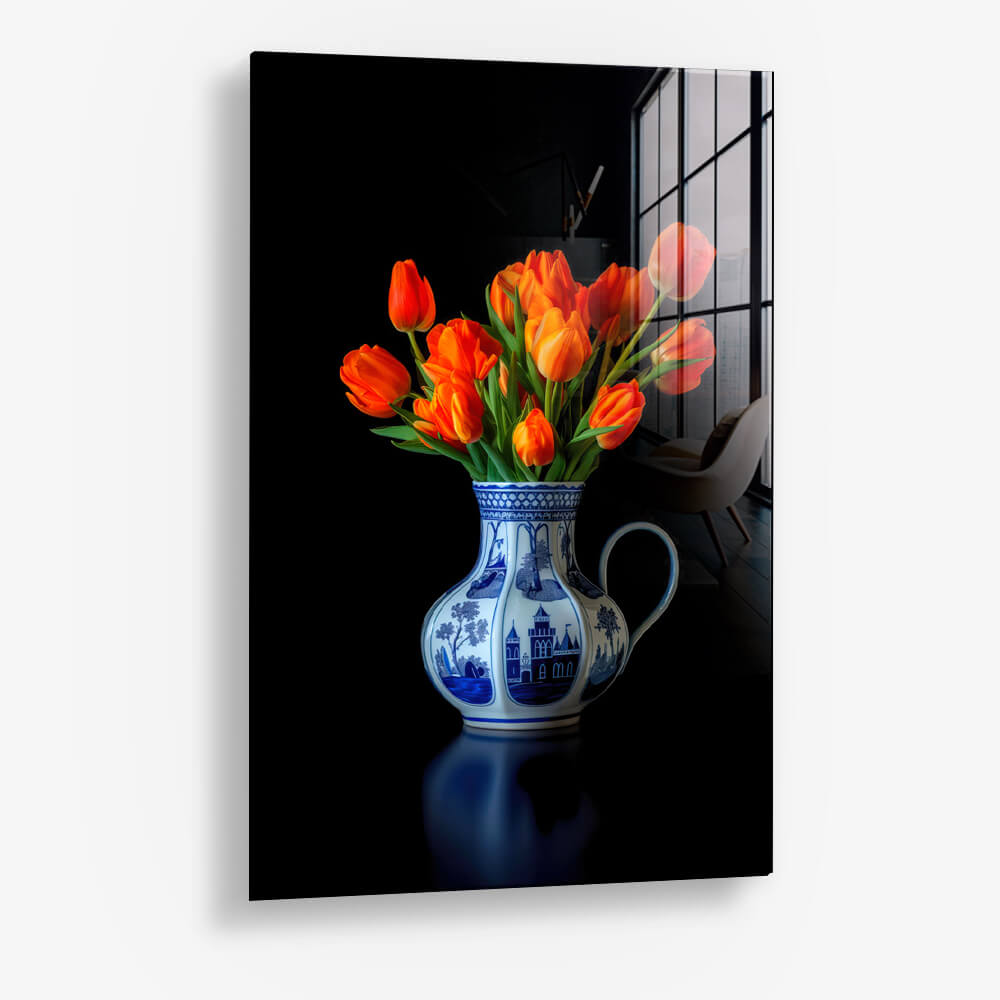 Delft Blue & Dutch Tulips I – Vidrio