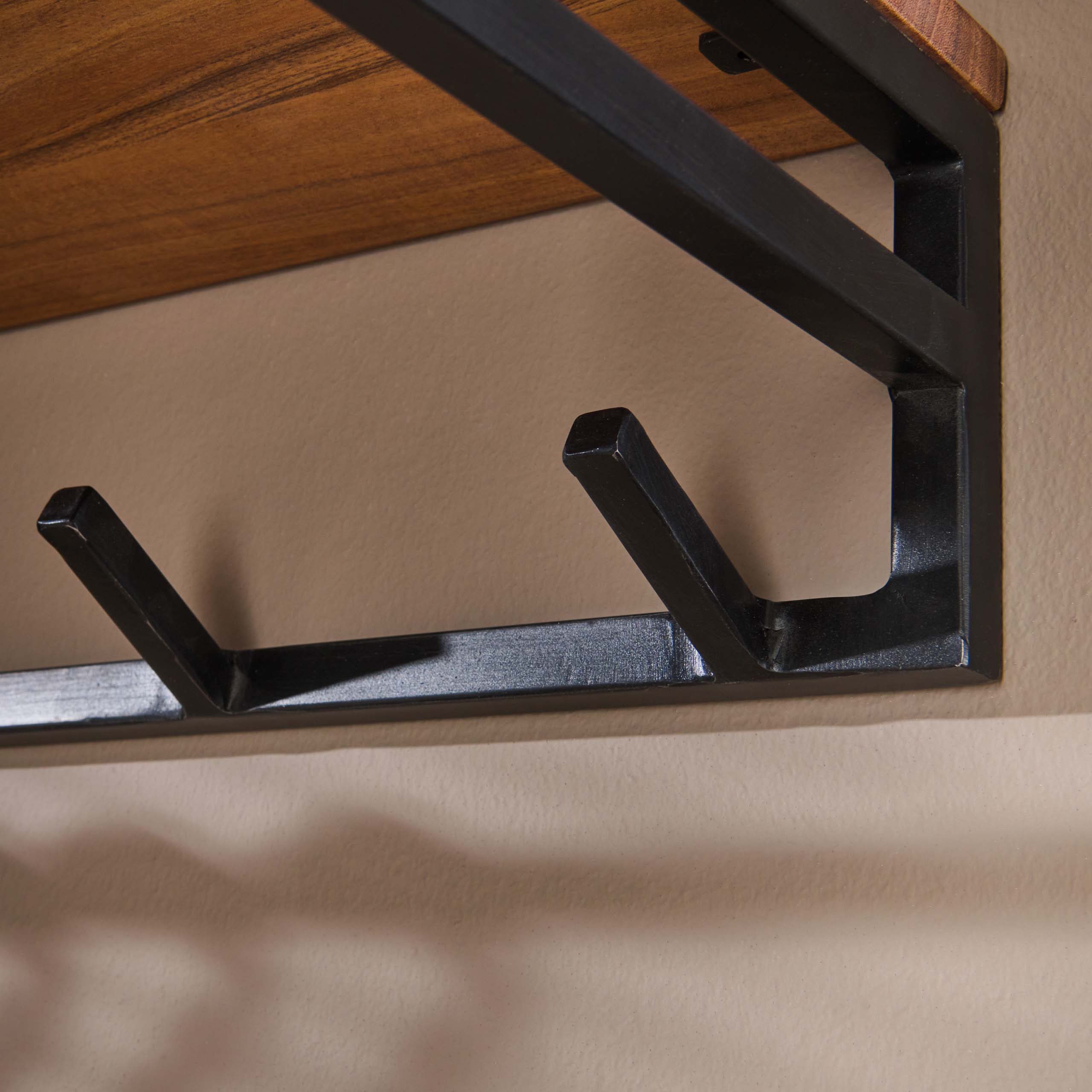 Coat rack custom 6 hooks hat shelf / Solid acacia natural