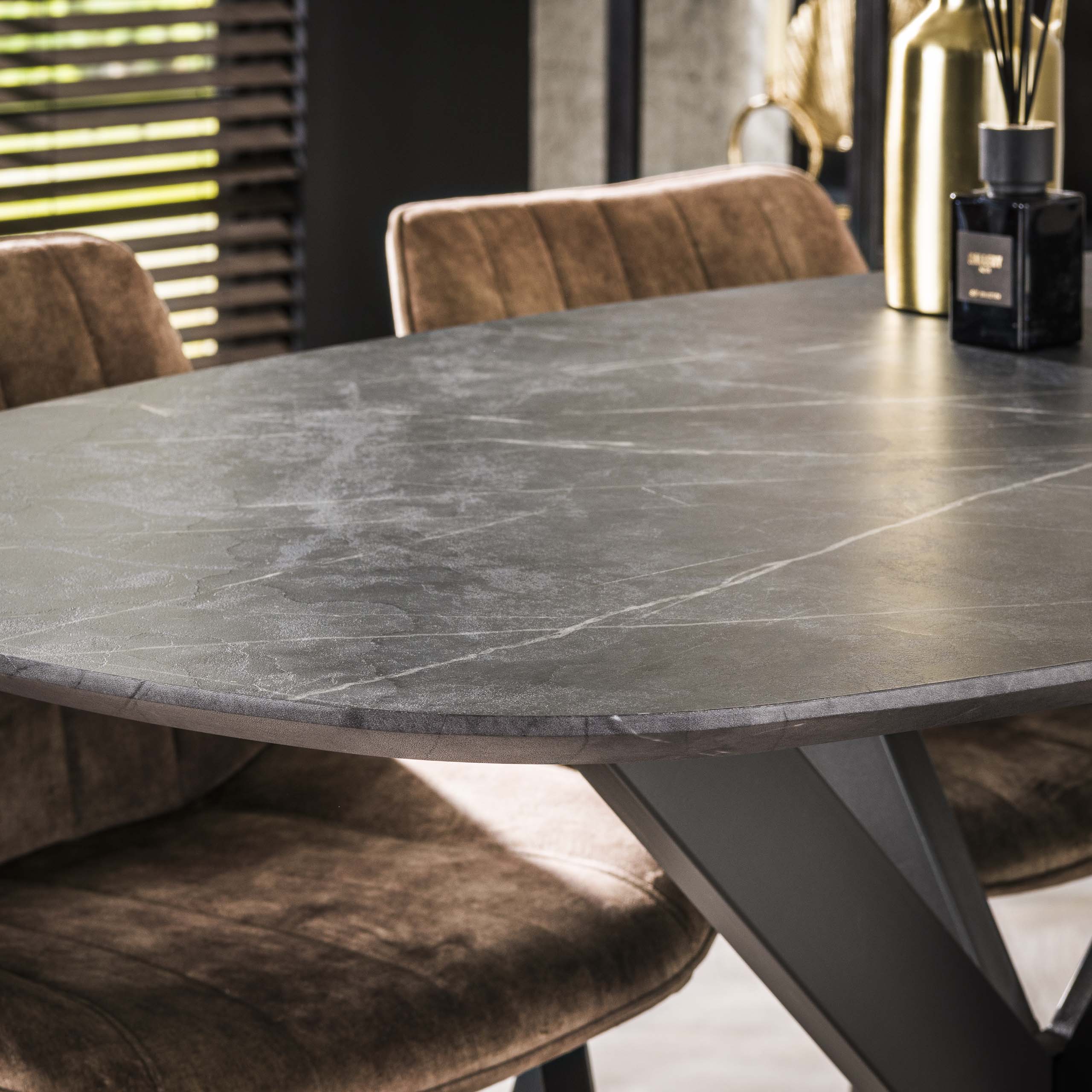 Bar table cross frame Danish oval / 3D black brown