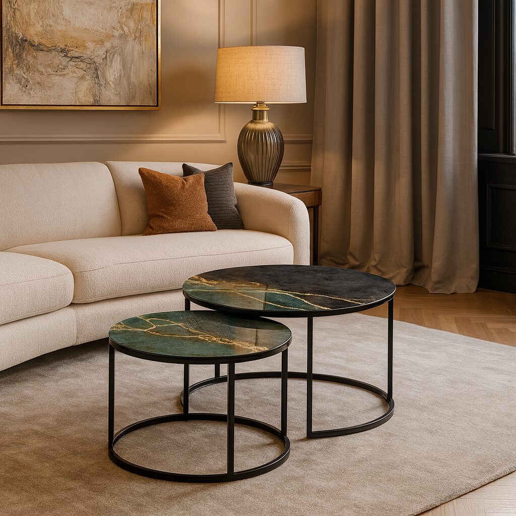 Coffee table Black - Green Marble