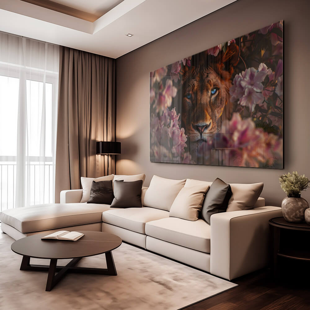 Lion in Flowers II – Vidrio