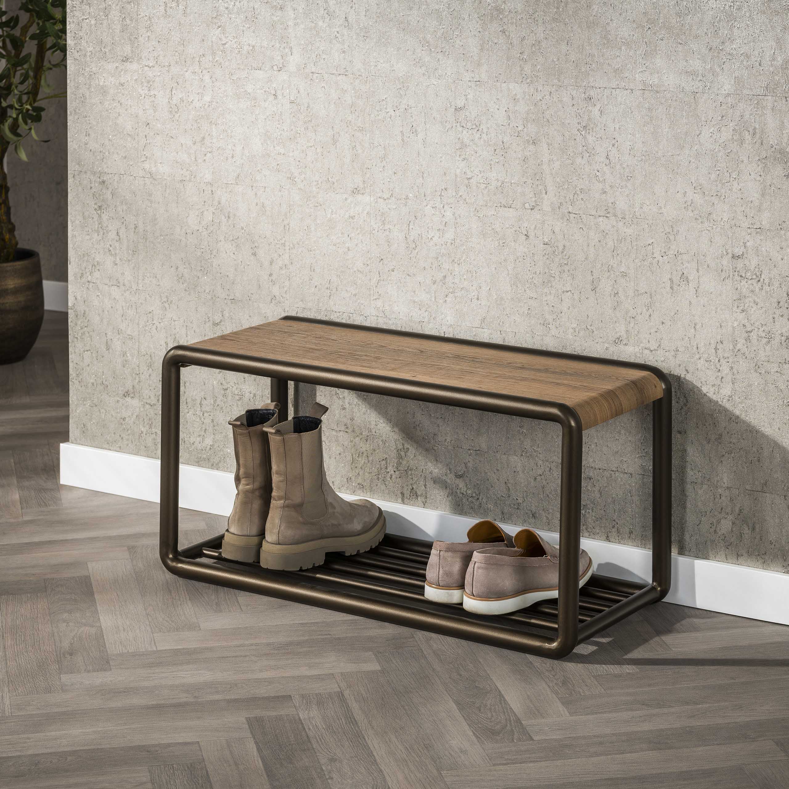 Shoe bench Luno Drift brown - storage bench