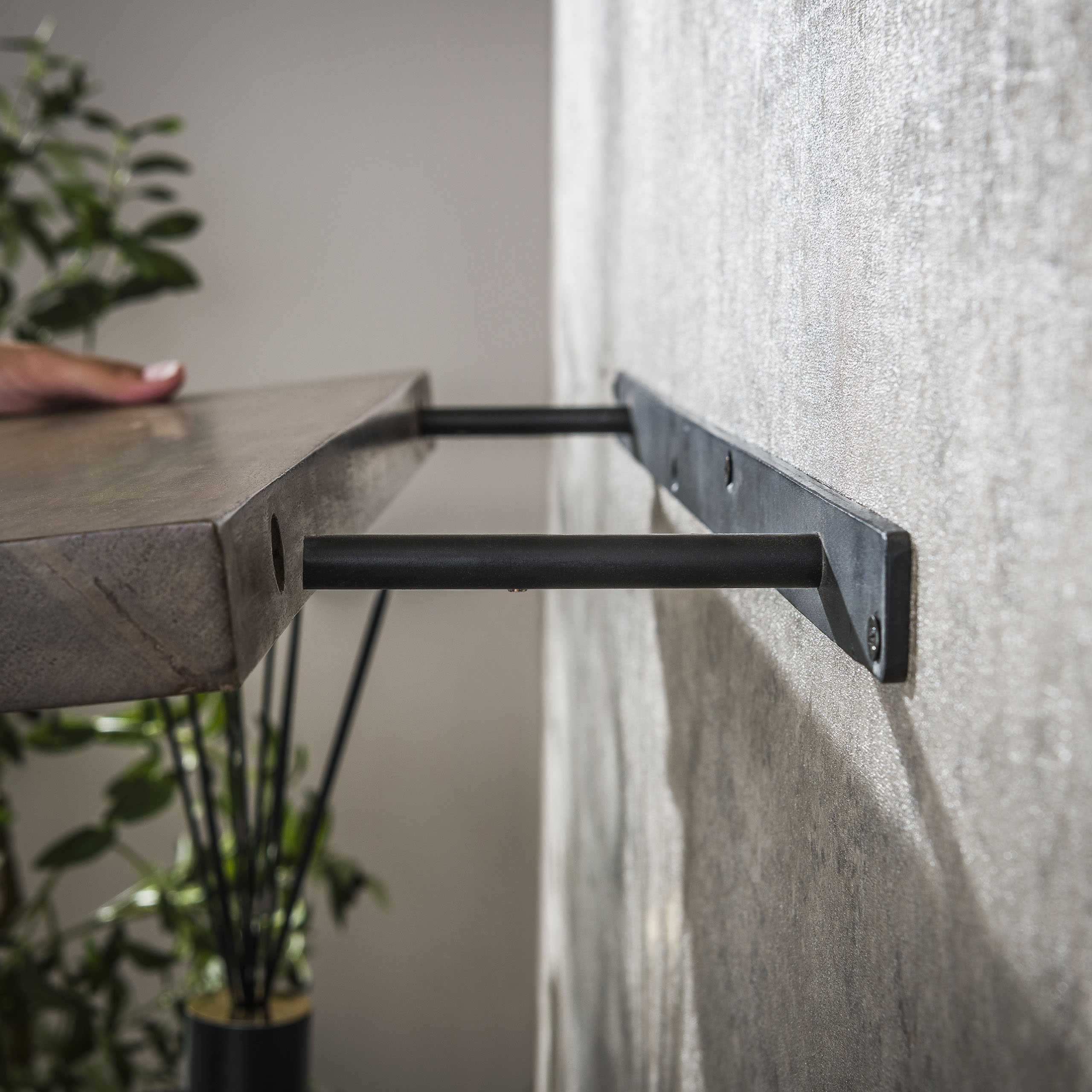 Wall shelf Carve 90 cm - Solid acacia brown