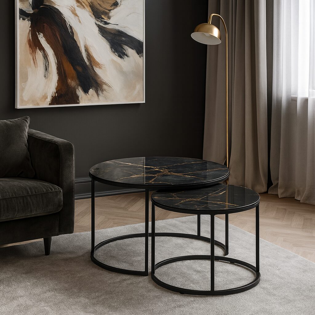 Coffee table Black - Abstract Marble