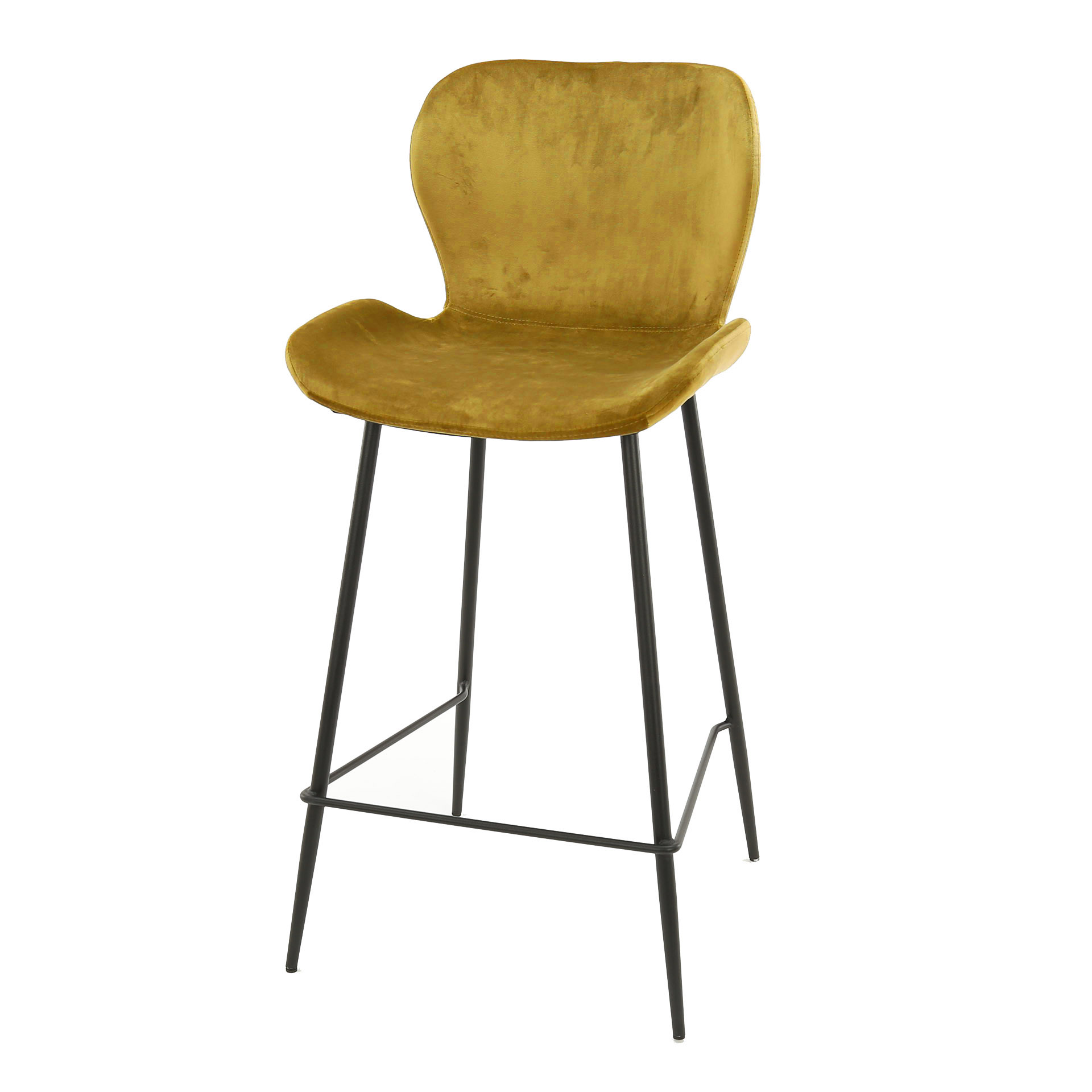 Bar stool round tube. VPE4 / Gold-colored velvet