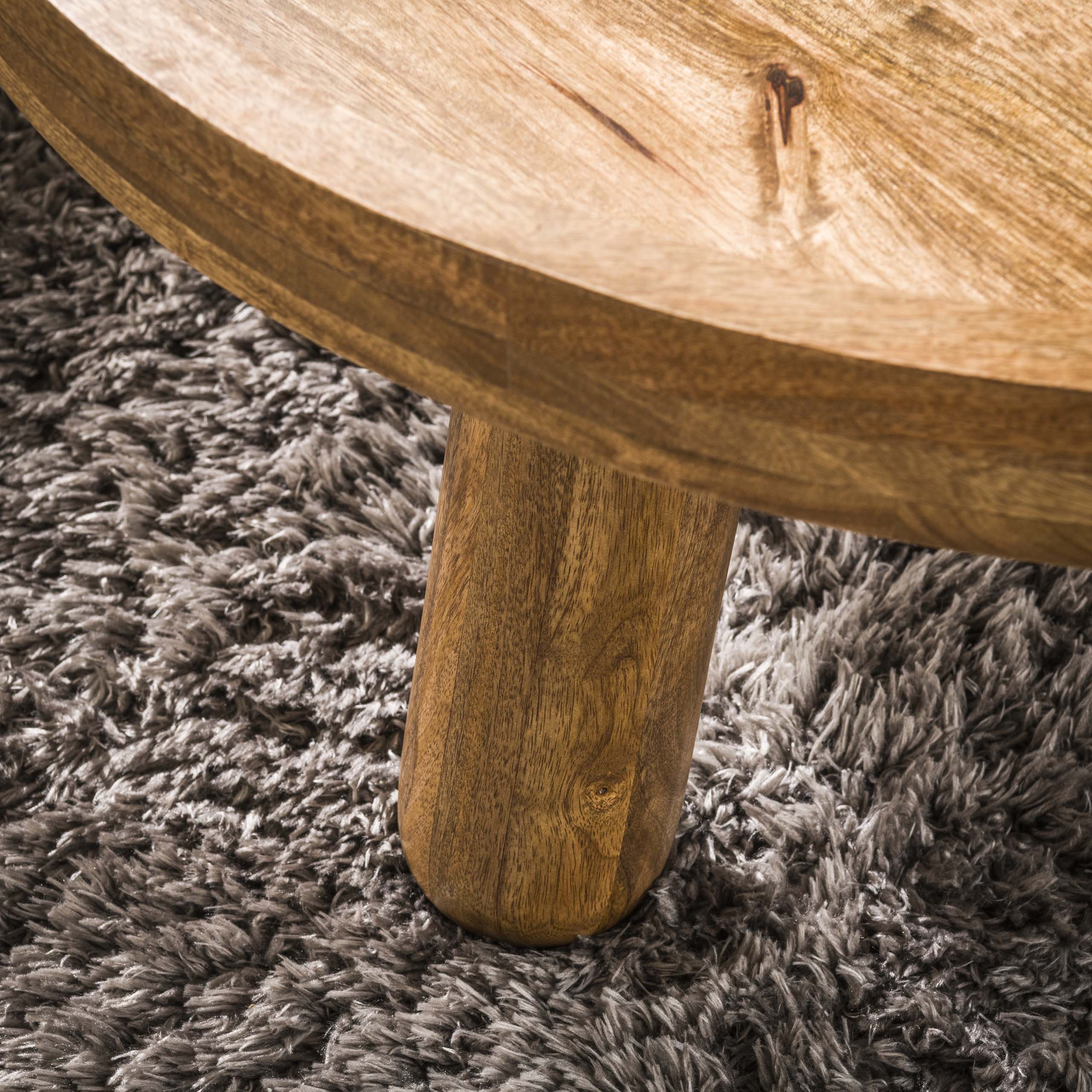 Tripod coffee table - set of 2 - Solid mango sand color