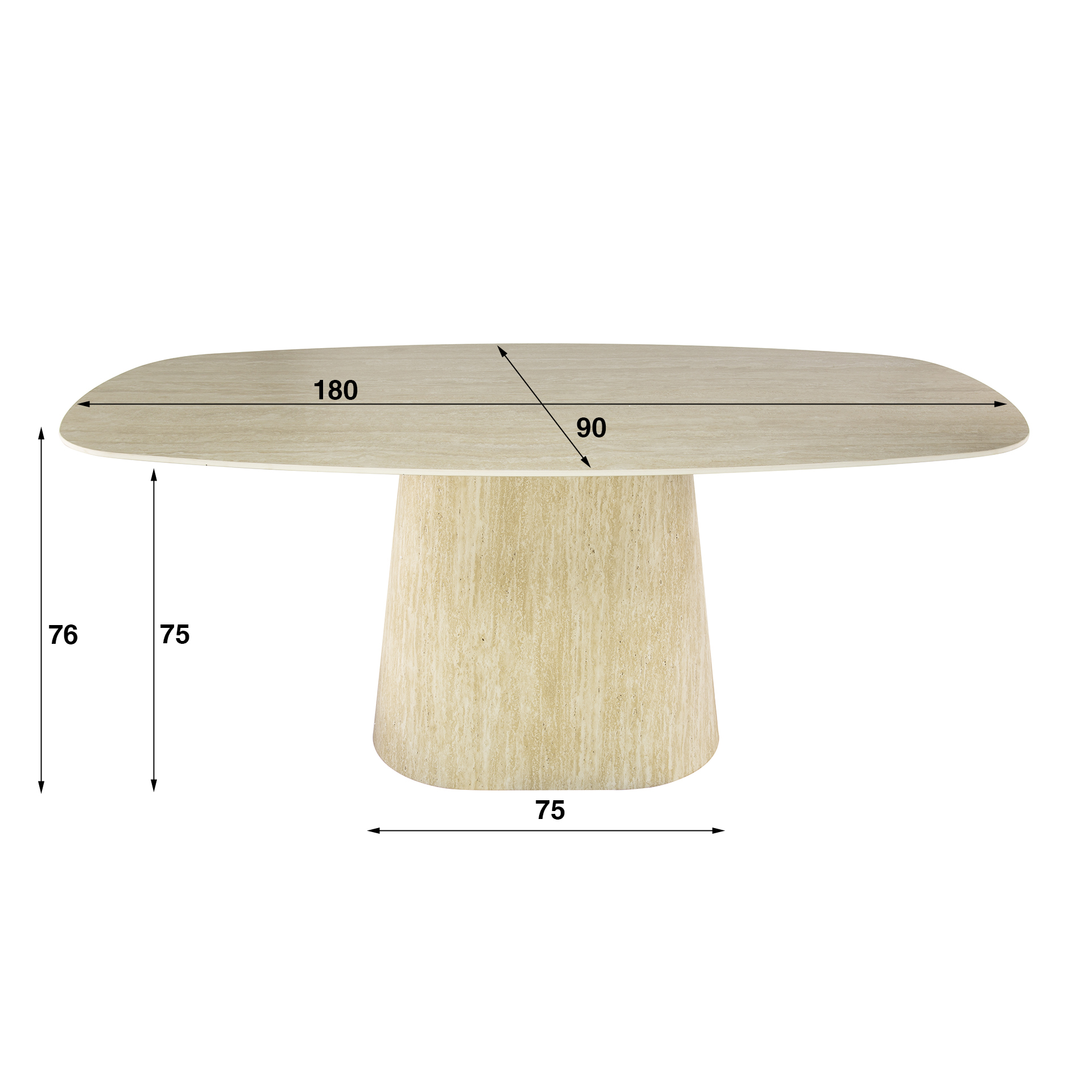 Dining table Centro Danish oval 180 cm - Ceramic travertine