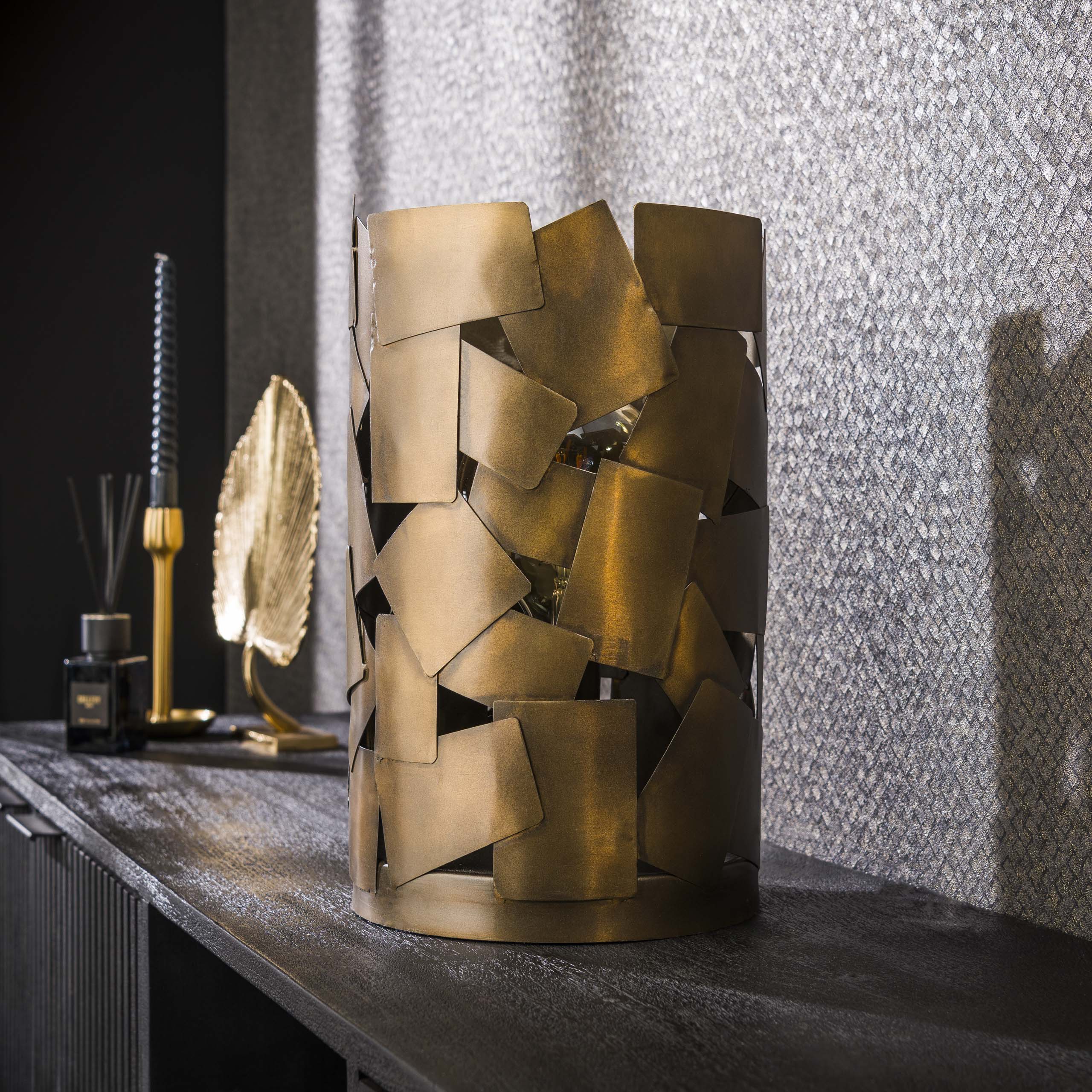 Table lamp 1L patch cylinder / Bronze antique