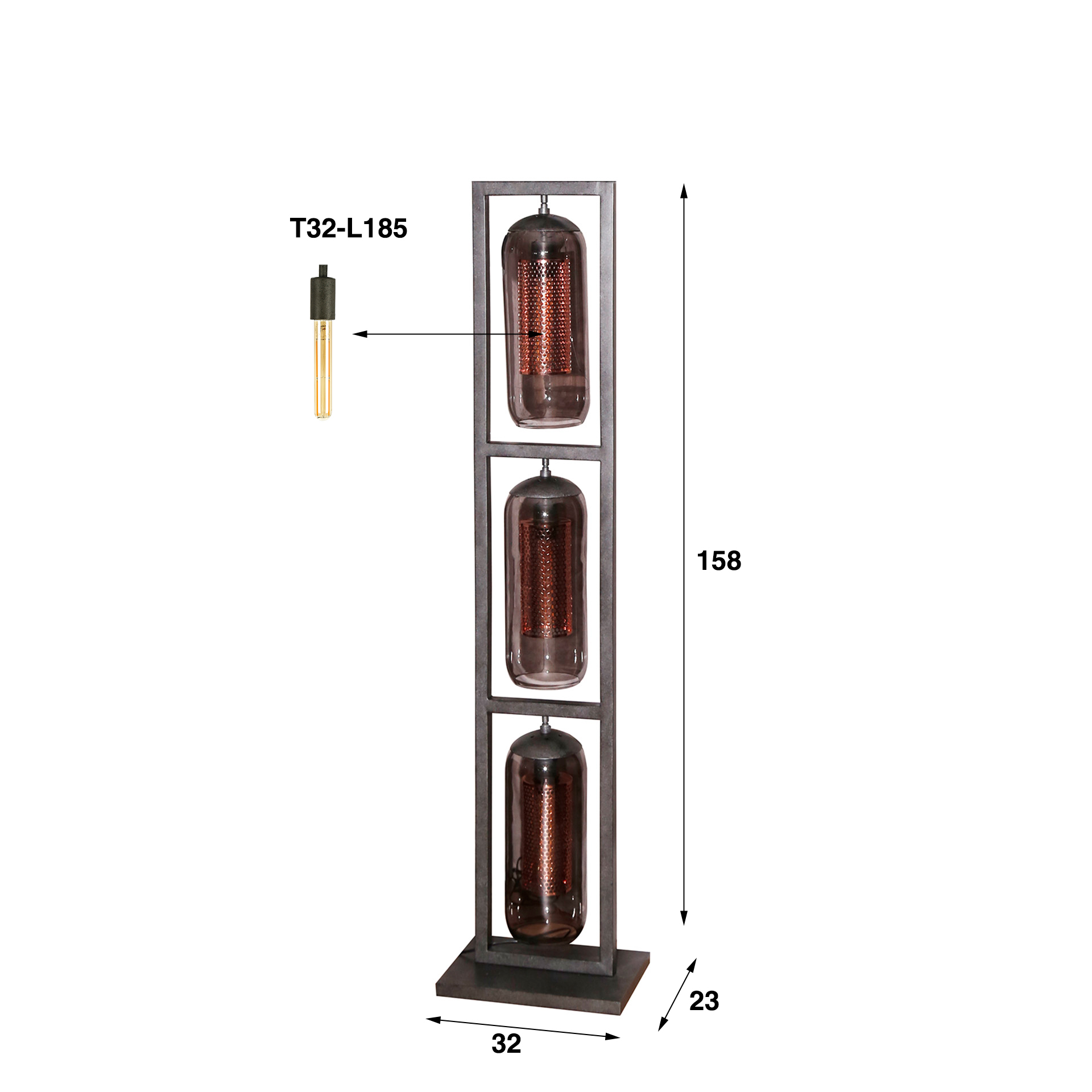 Floor lamp Smoke Mesh 3-light - Artic black