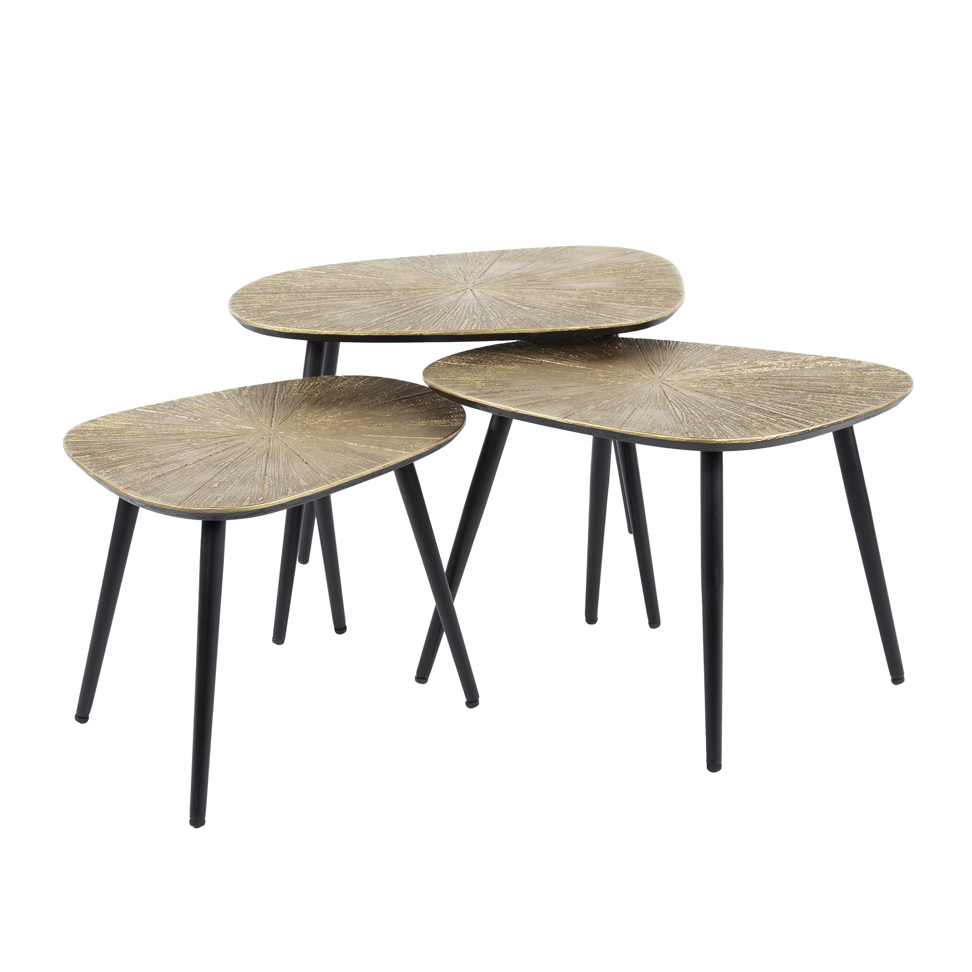 Coffee table Ray quadrangular - Set of 3 - Antique gold