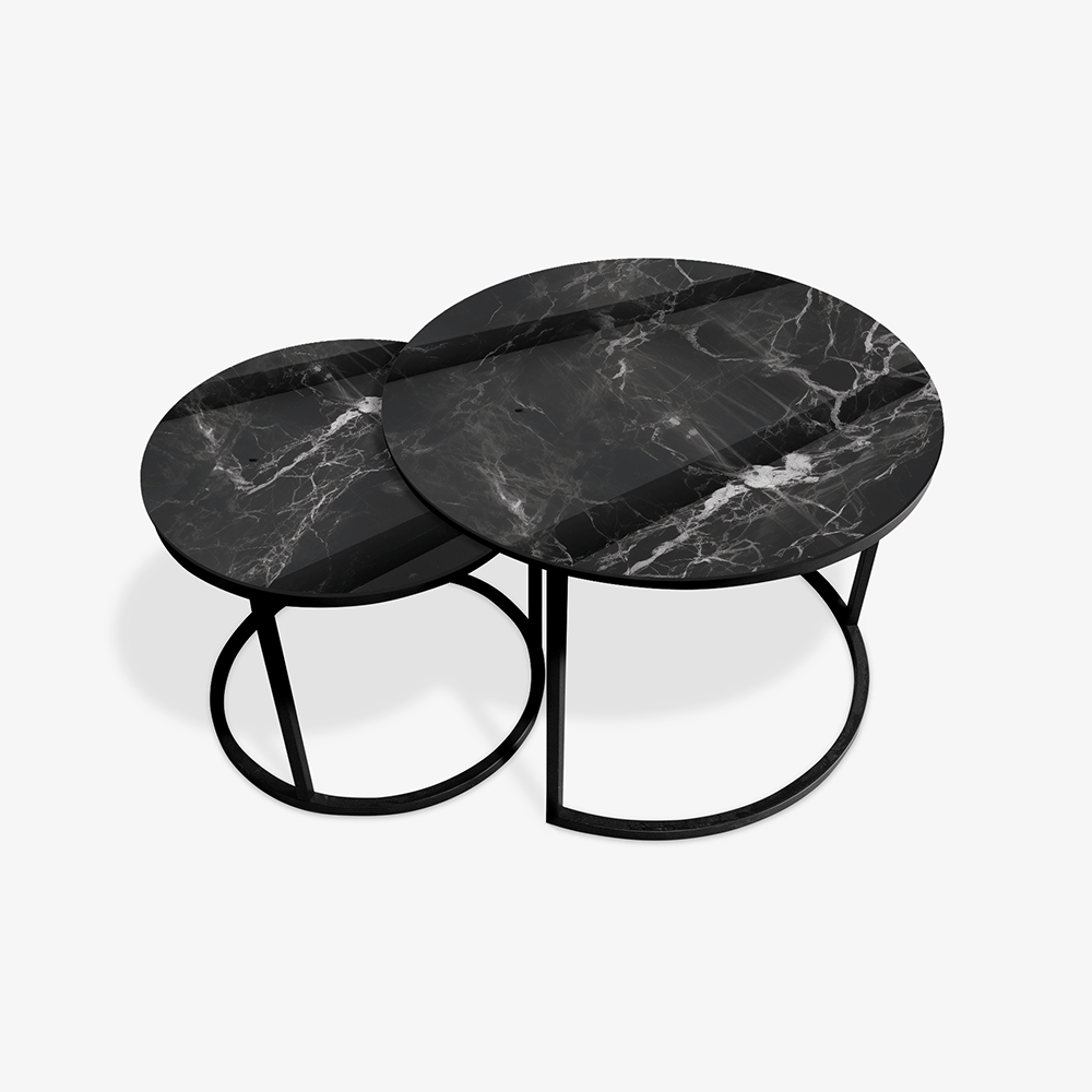 Coffee table Black - Black & White Marble
