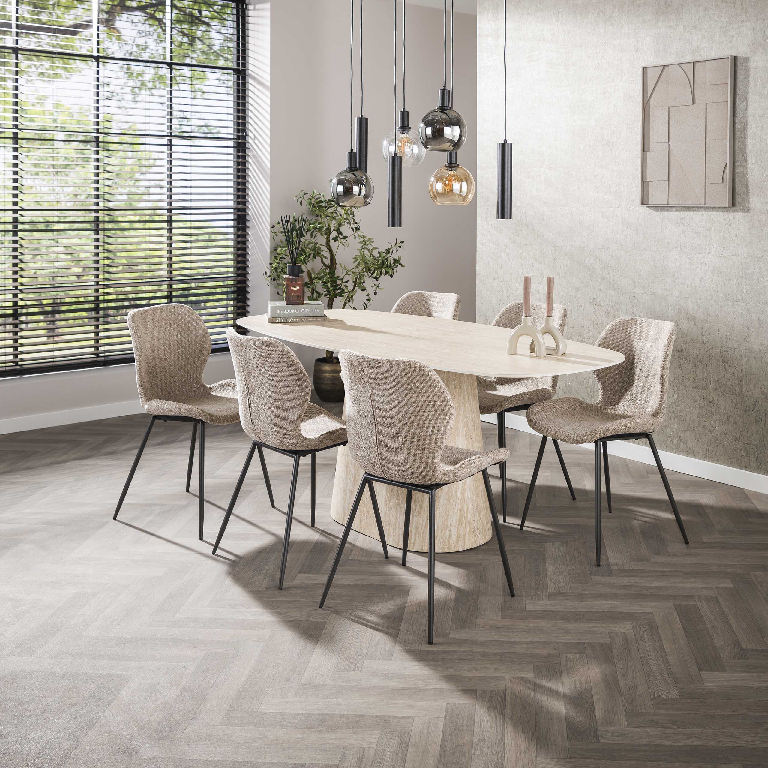 Dining table Centro Danish oval 180 cm - Ceramic travertine