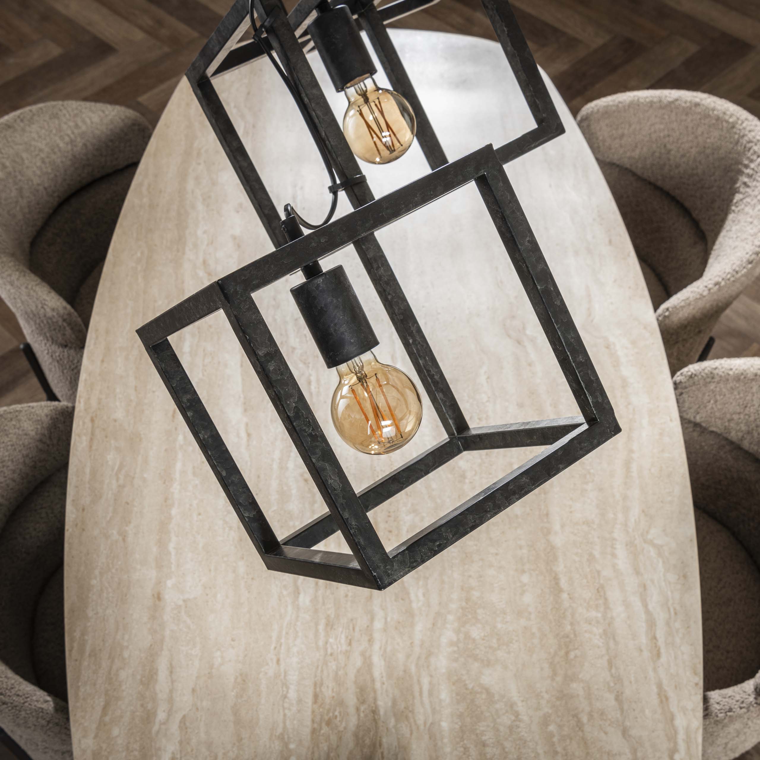 Hanging lamp Cube 4-light - Charcoal