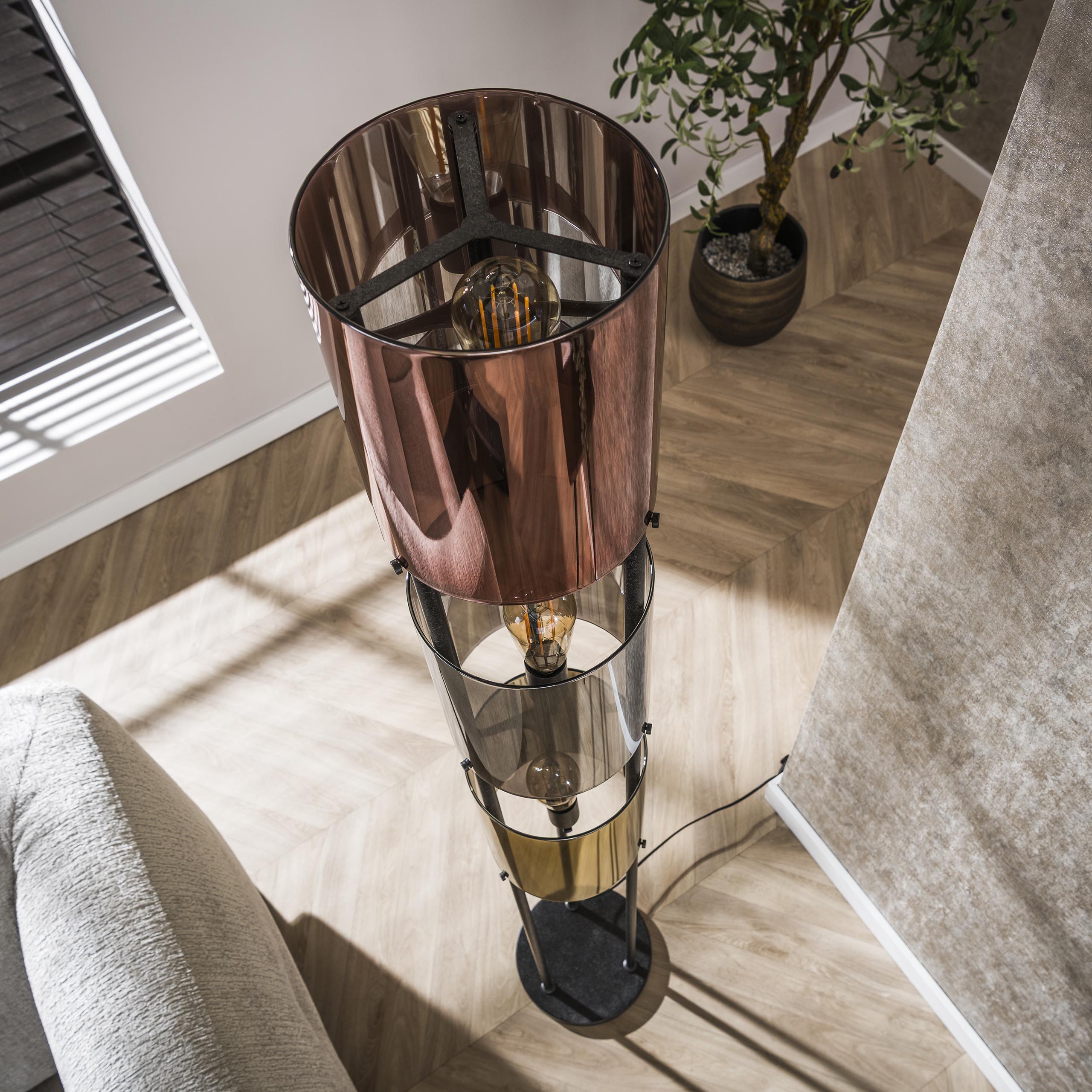 Floor lamp Lucente Tricolore 3-light - Artic black