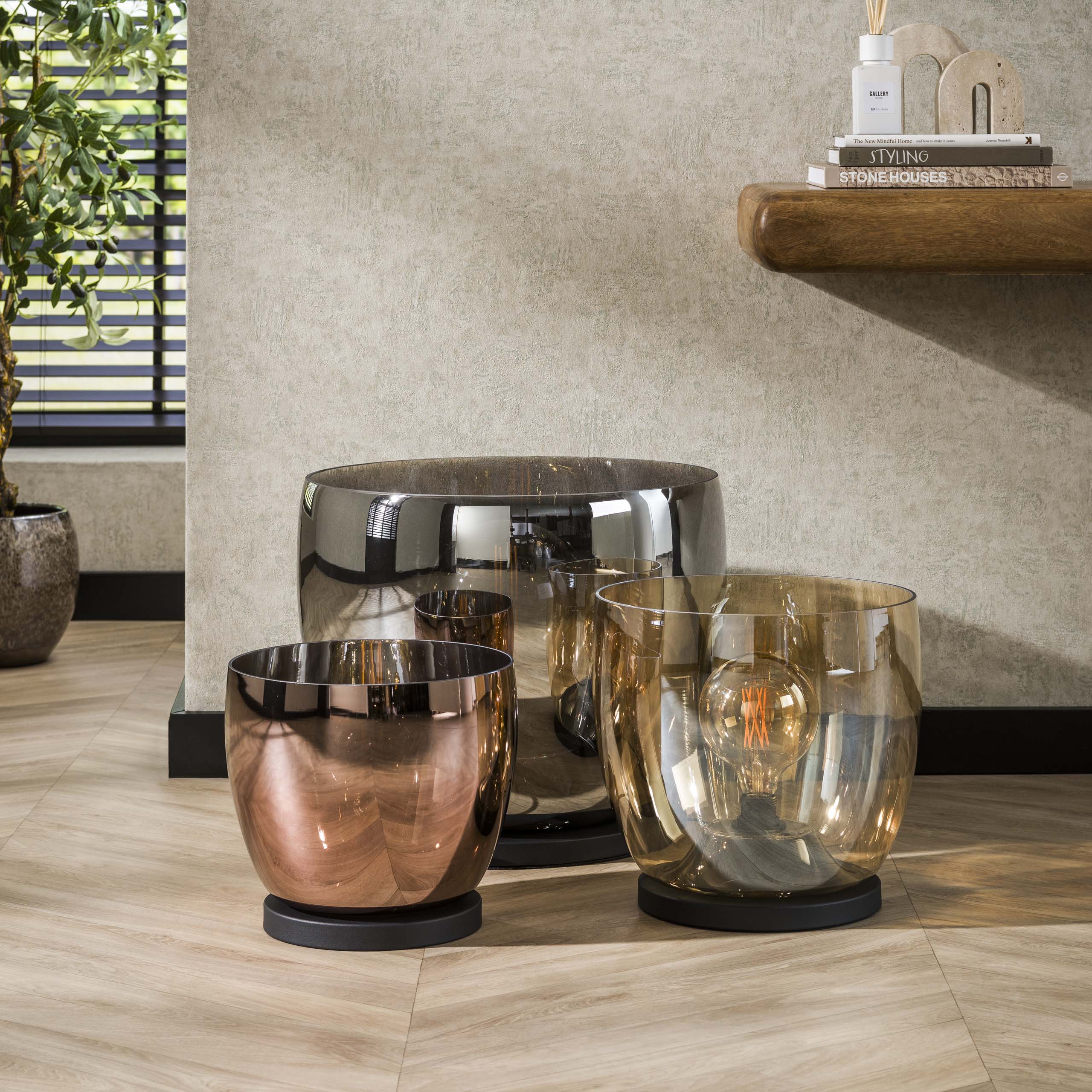 Floor lamp UP L 1-light - Smoke gray glass