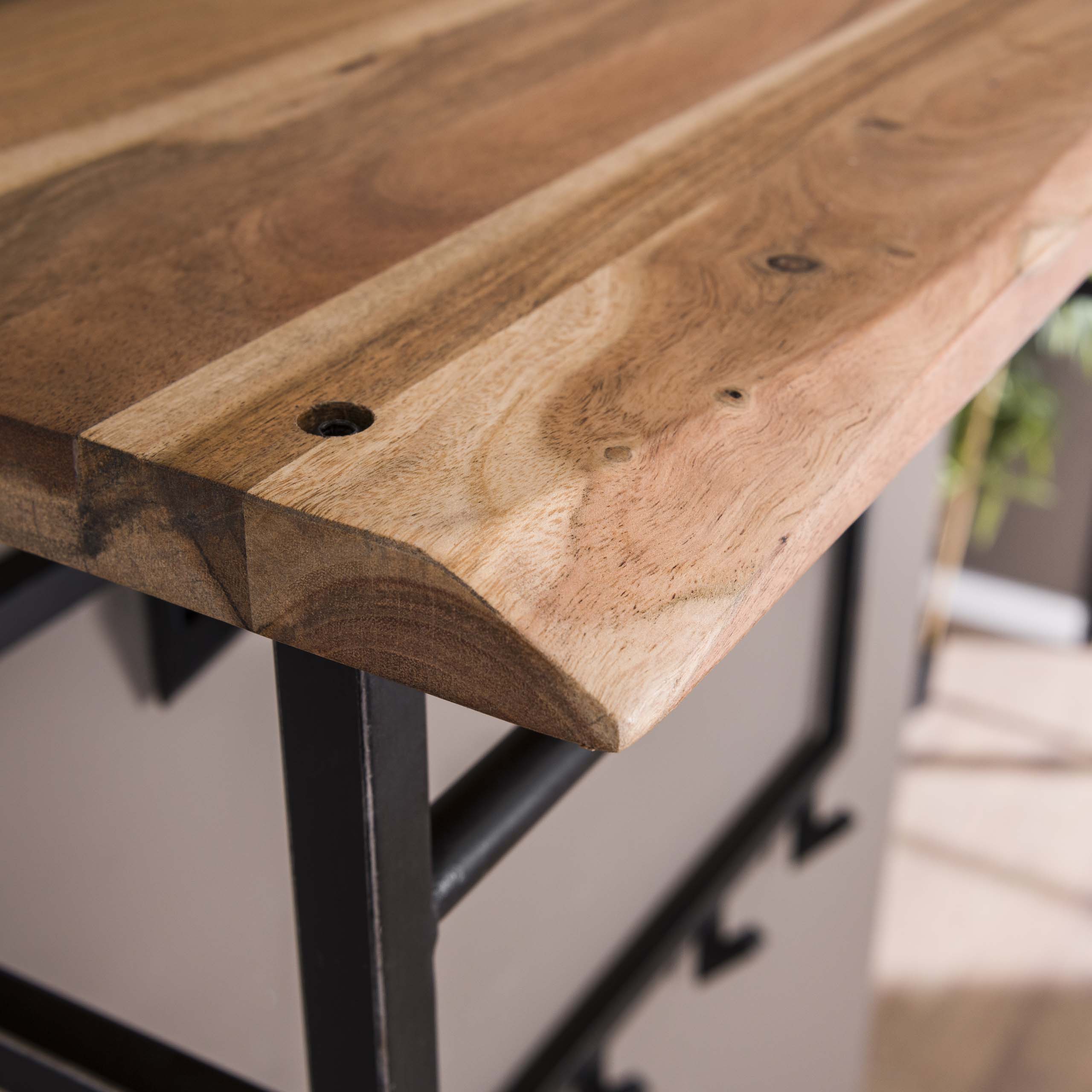 Coat rack edge high 12 hooks hat shelf / Solid acacia natural