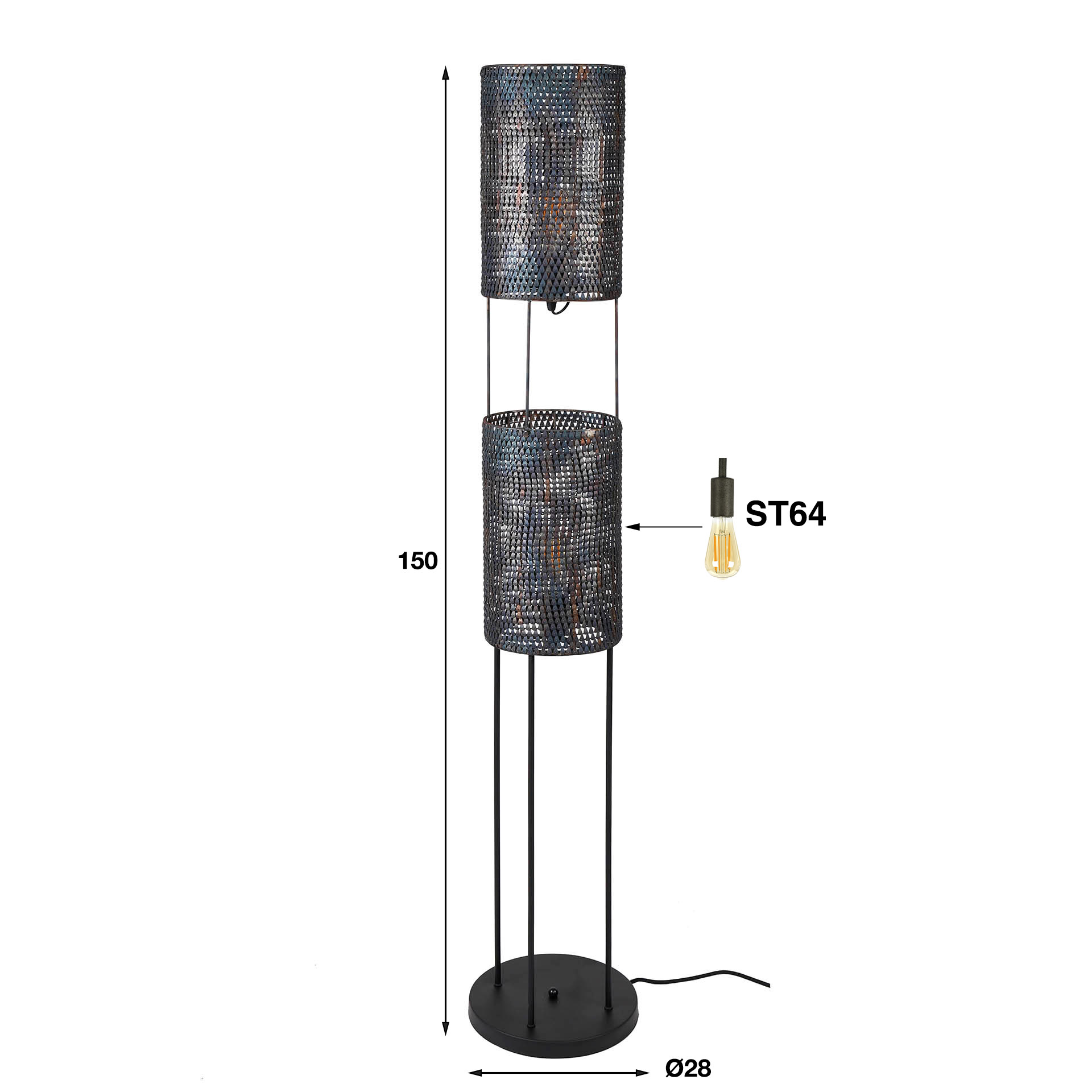 Floor lamp 2L Cylinder Mesh