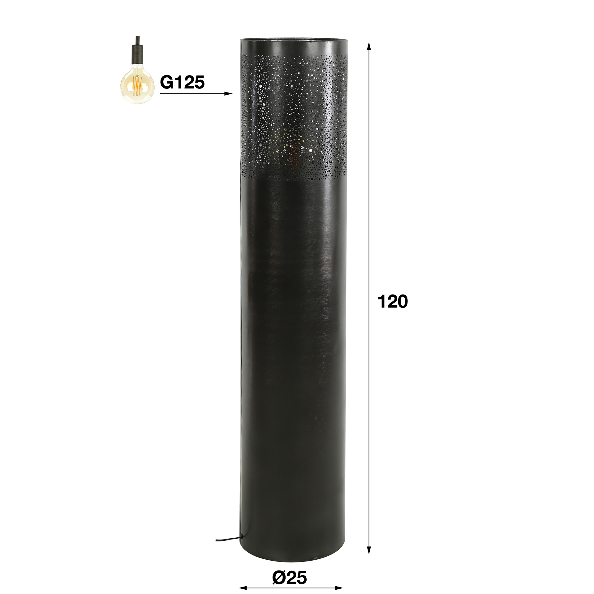 Floor lamp Cylinder Glow 1-light 120 cm - Black nickel