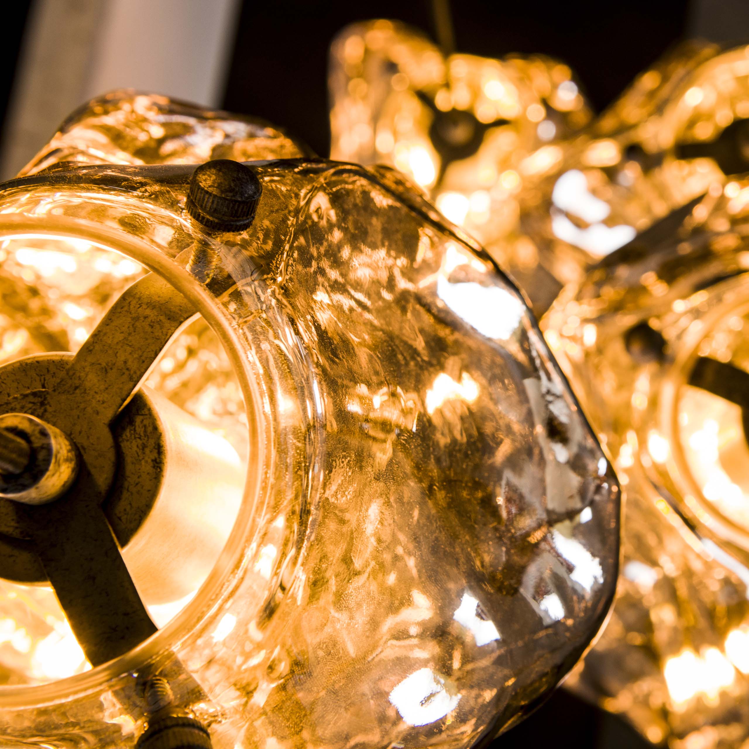 Hanging lamp 5L rock stepped / Chromed glass