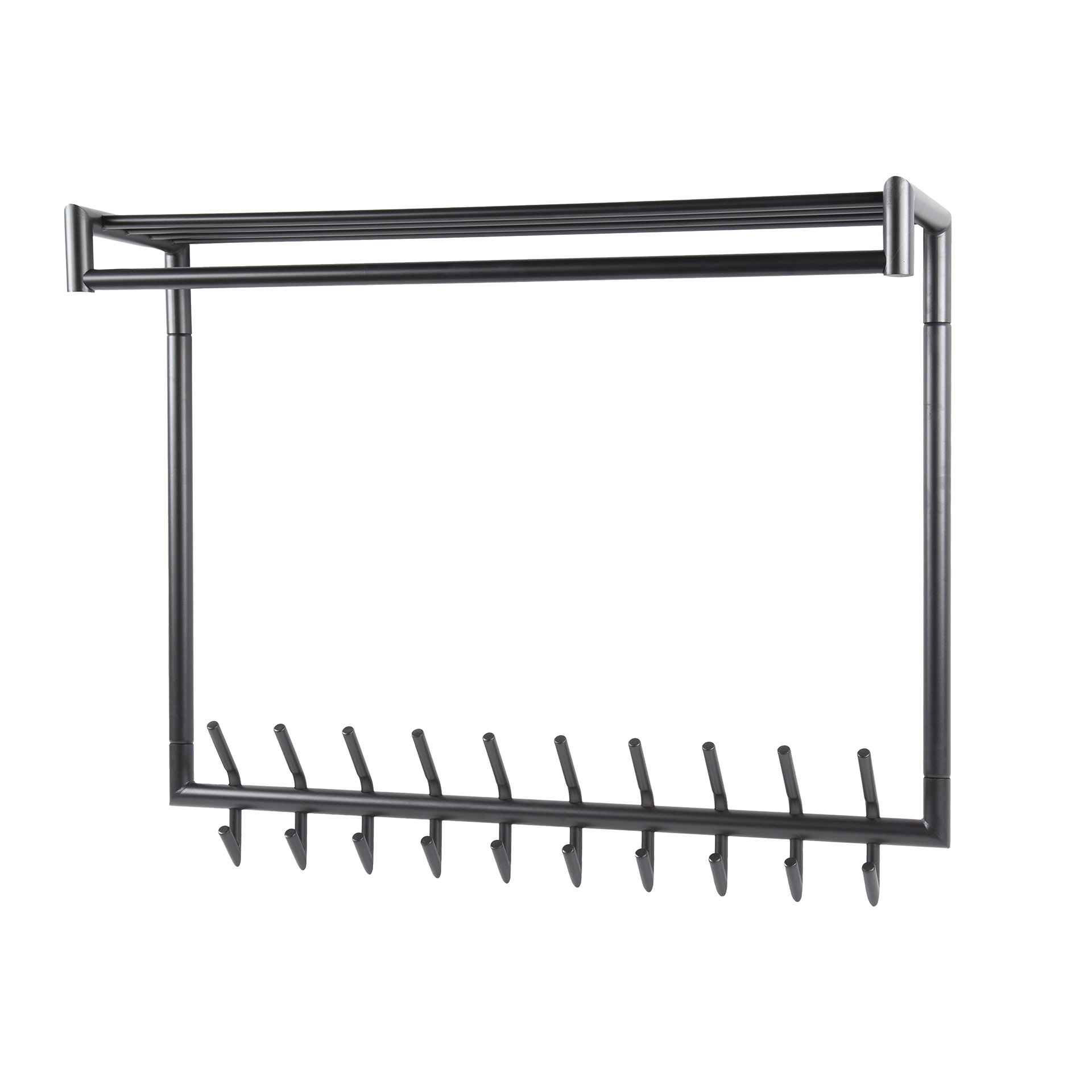 Coat rack Tubo high - 2x10 hooks - Matt dark gray