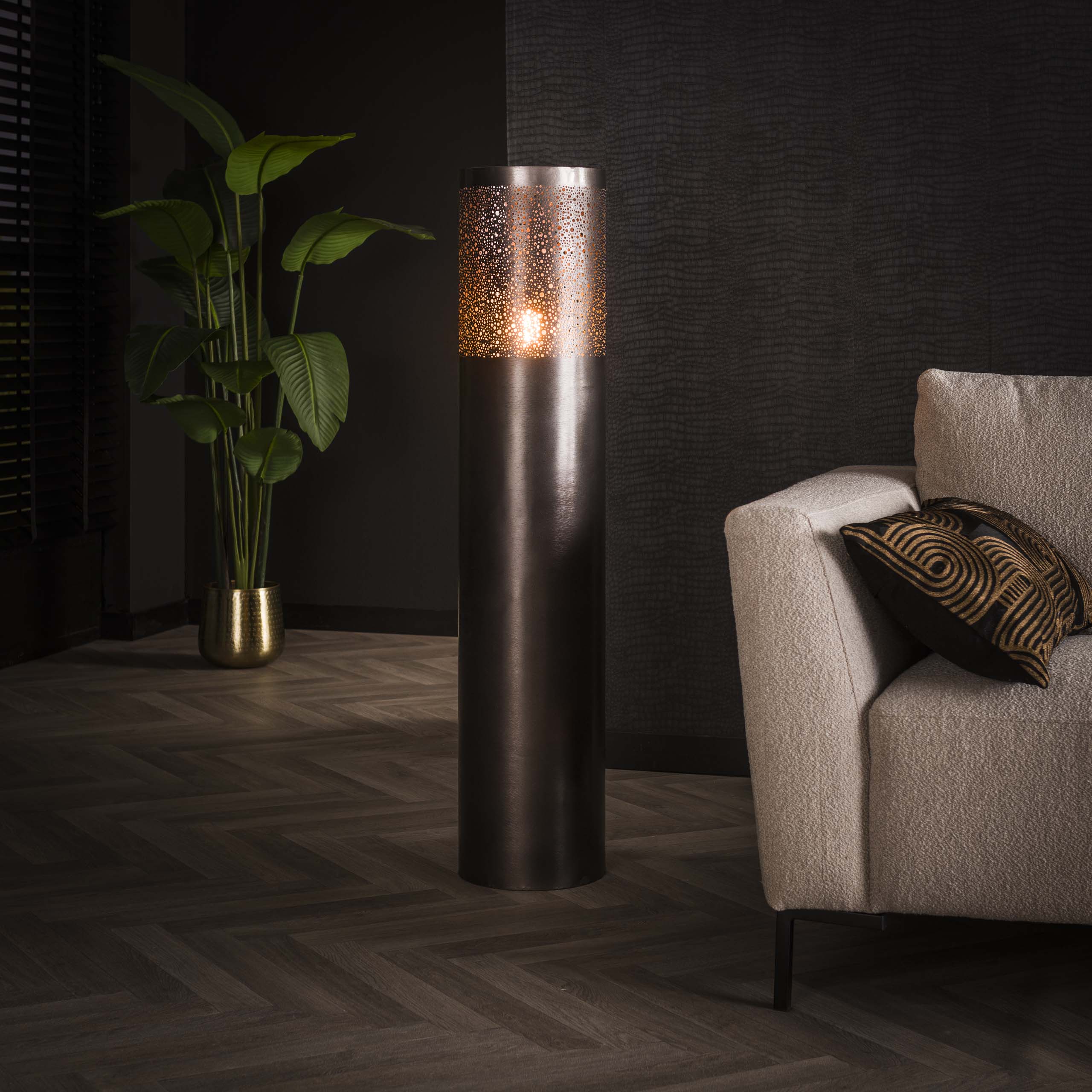 Floor lamp Cylinder Glow 1-light 120 cm - Black nickel