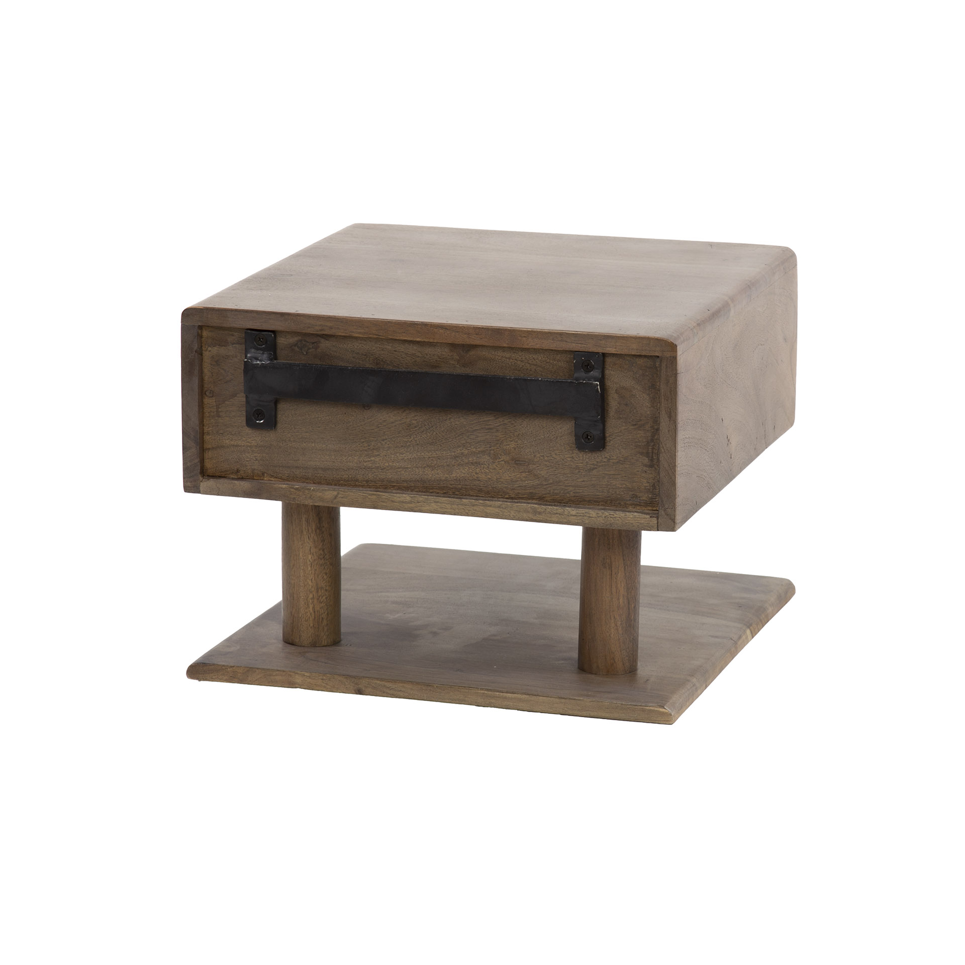 Bedside table Carve Shelve floating - 1 drawer - Acacia brown