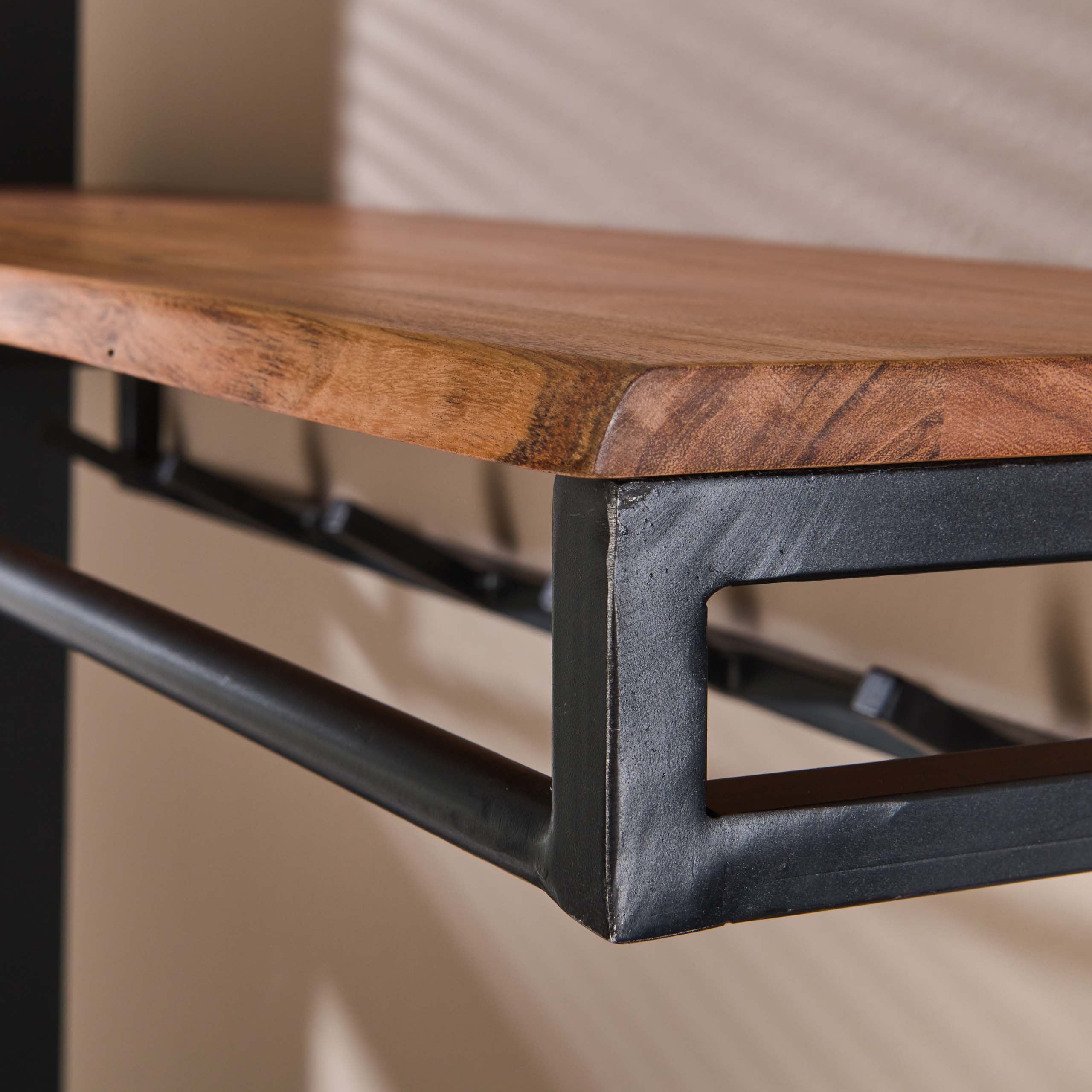 Coat rack custom 6 hooks hat shelf / Solid acacia natural