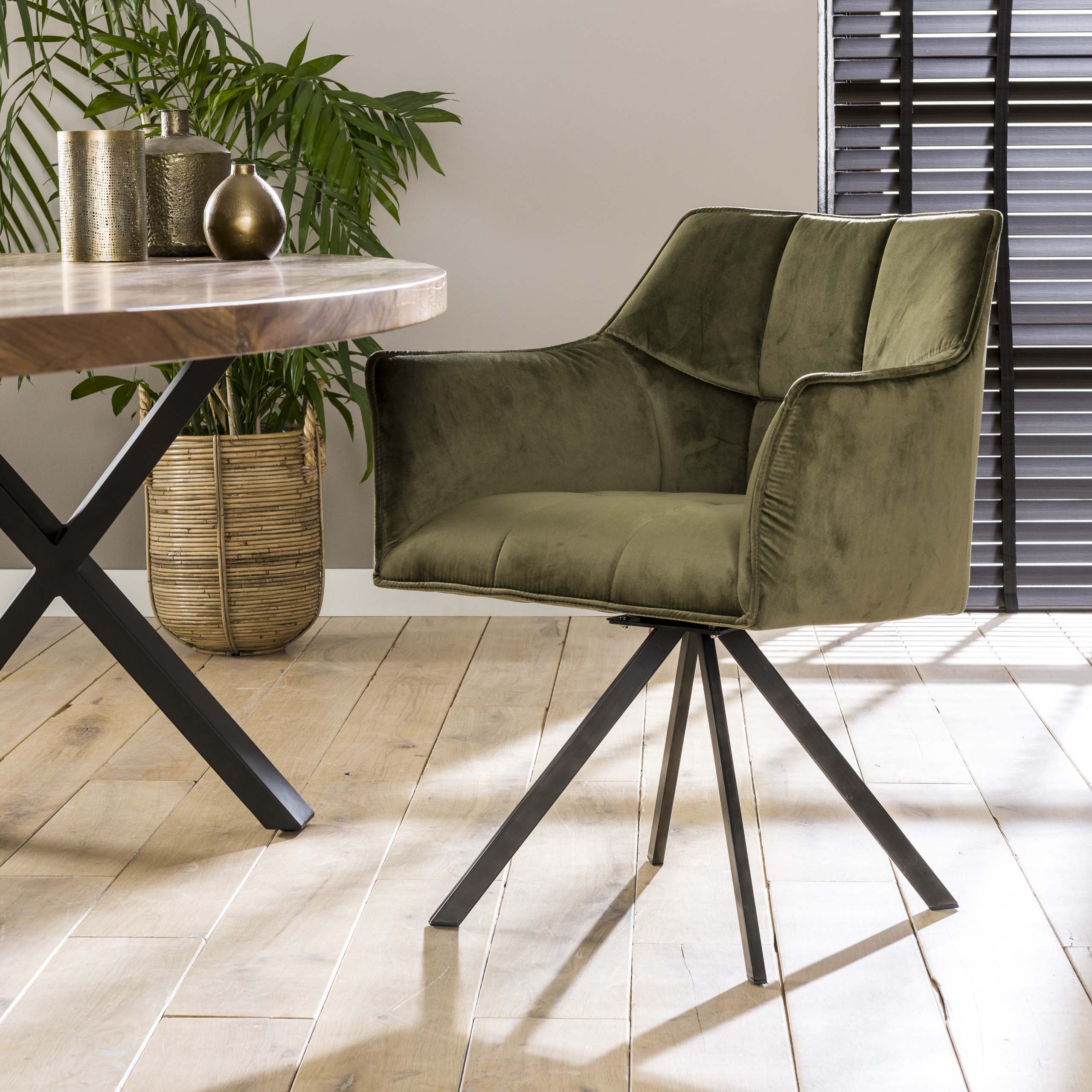 Armchair grid rotatable. VPE2 / Green velvet