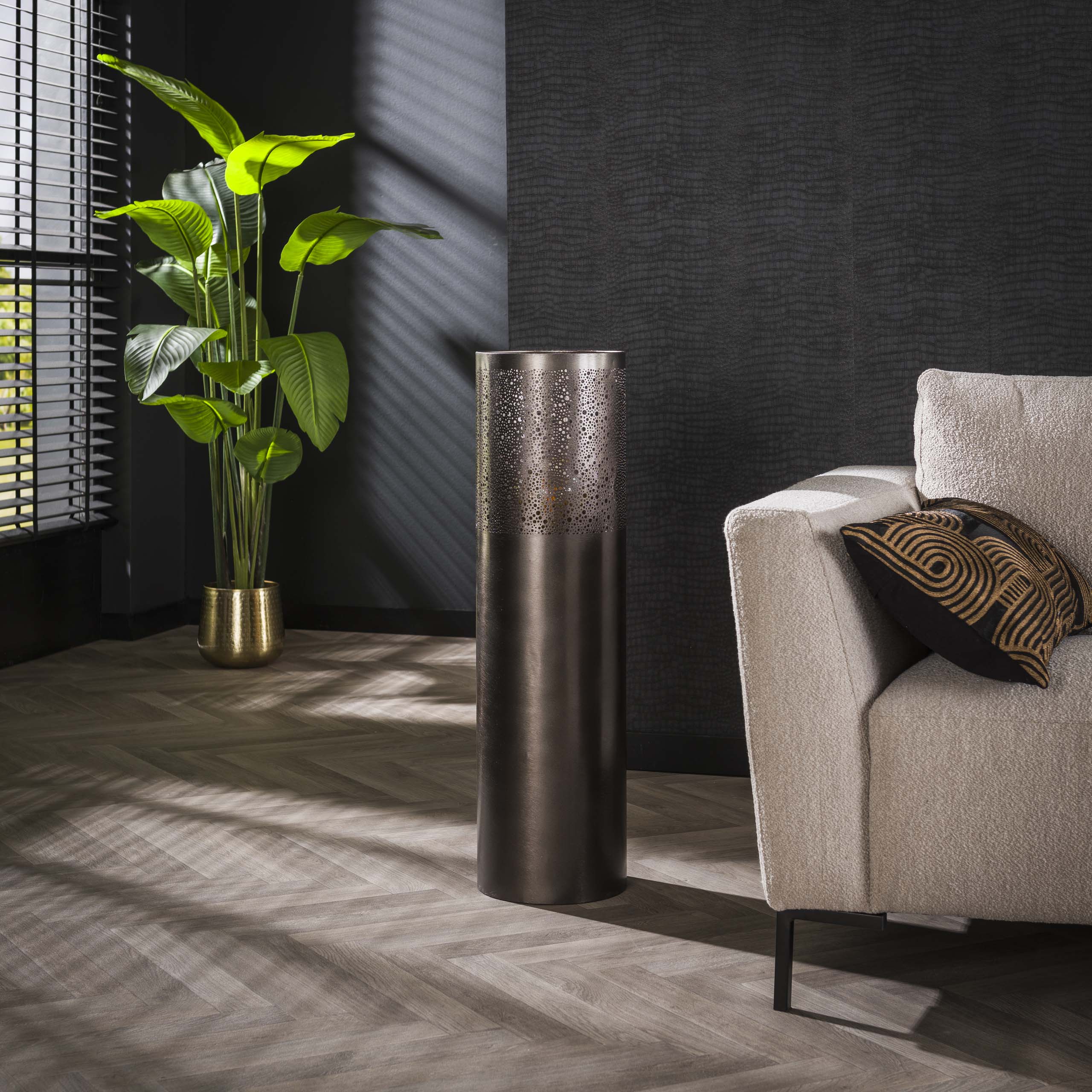 Floor lamp 1-light Cylinder Glow 90 cm - Black nickel