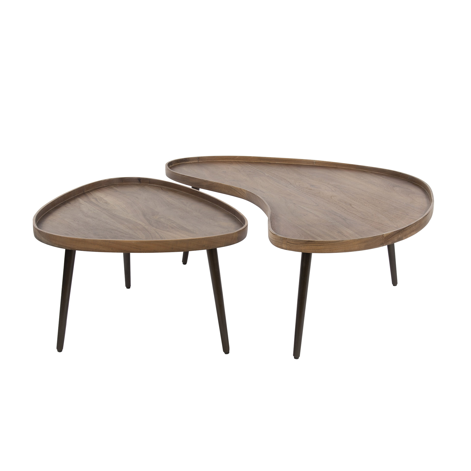 Coffee table Carve organic - set of 2 - acacia brown