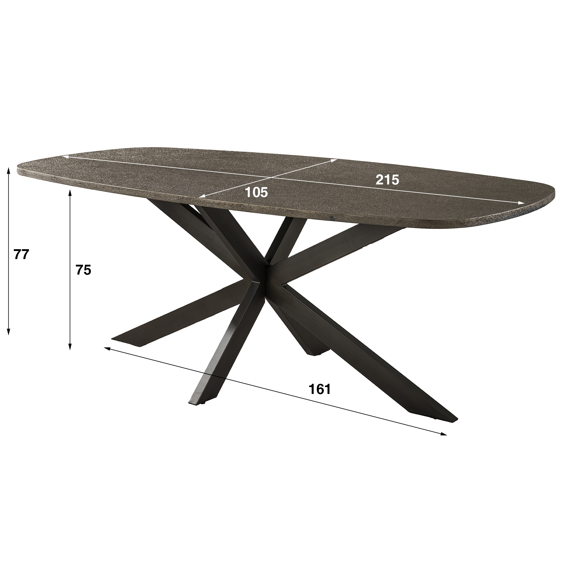 Bronvik Danish oval dining table 215 cm - Bronze liquid metal