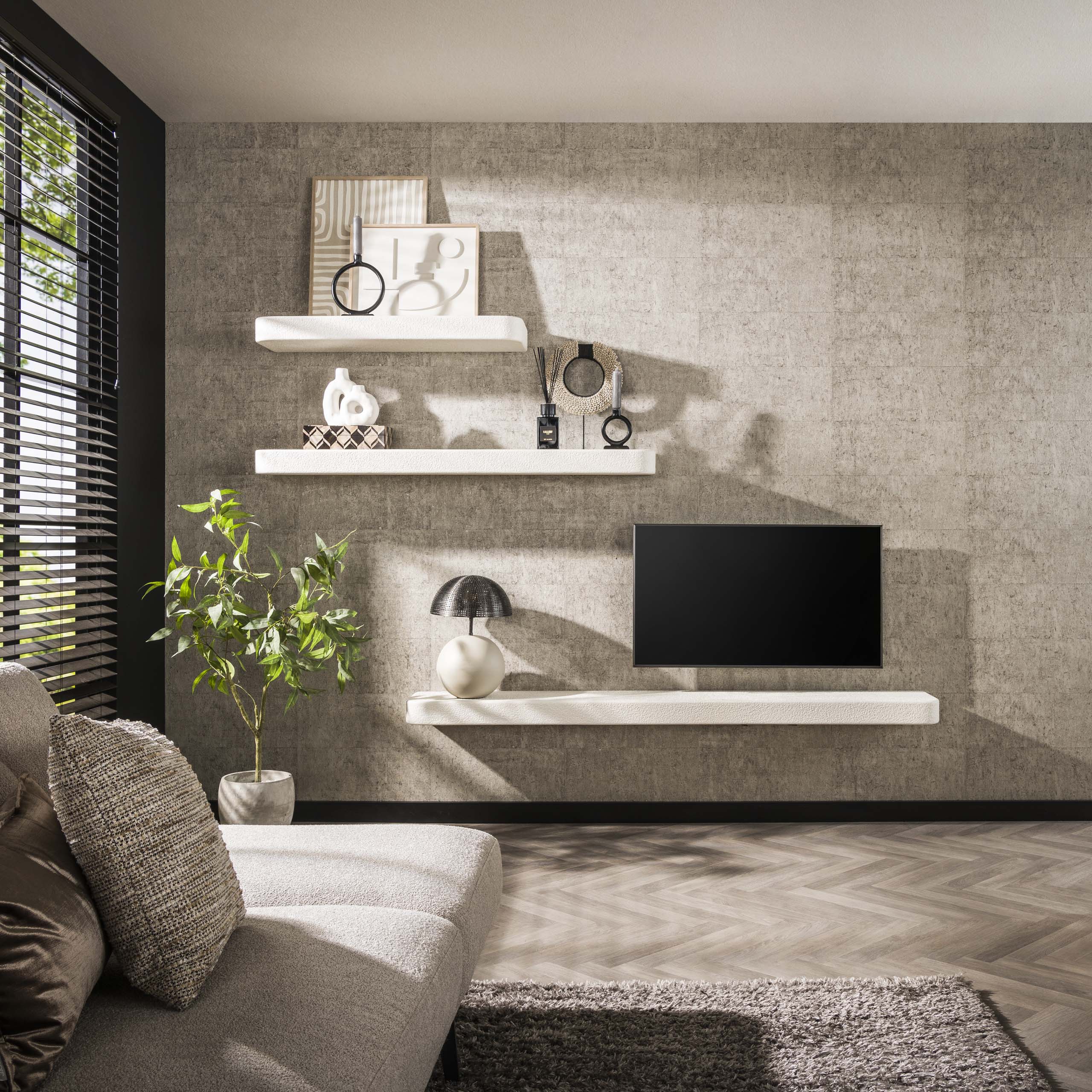 Wall shelf 150cm stone / Marble composite