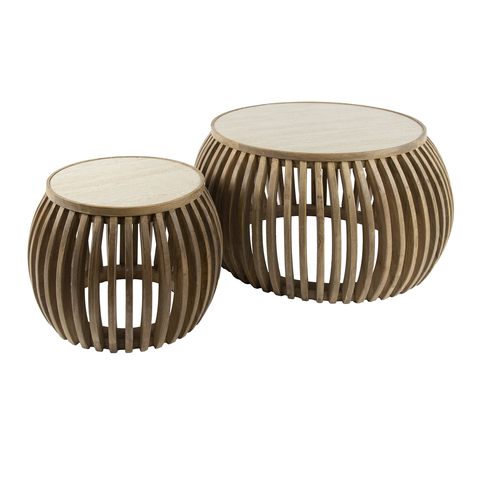 Coffee table Nuovo Curve - set of 2 - Solid mango sand