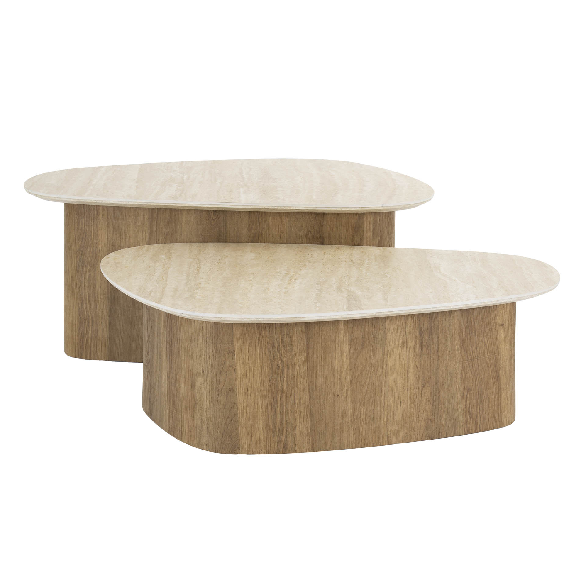 Coffee table Romano triangular - set of 2 - Travertine