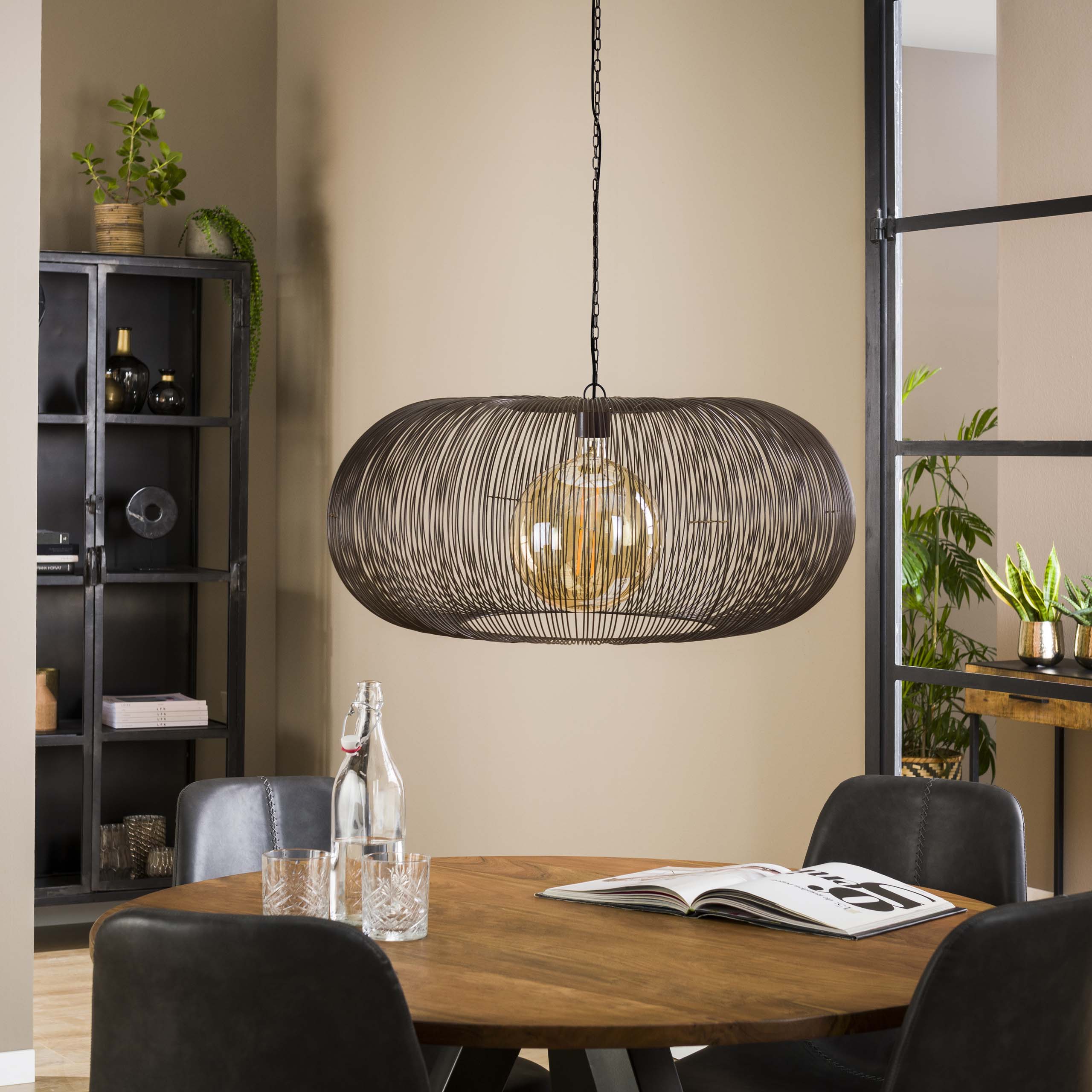 Hanging lamp Ø70 copper twist / Black nickel