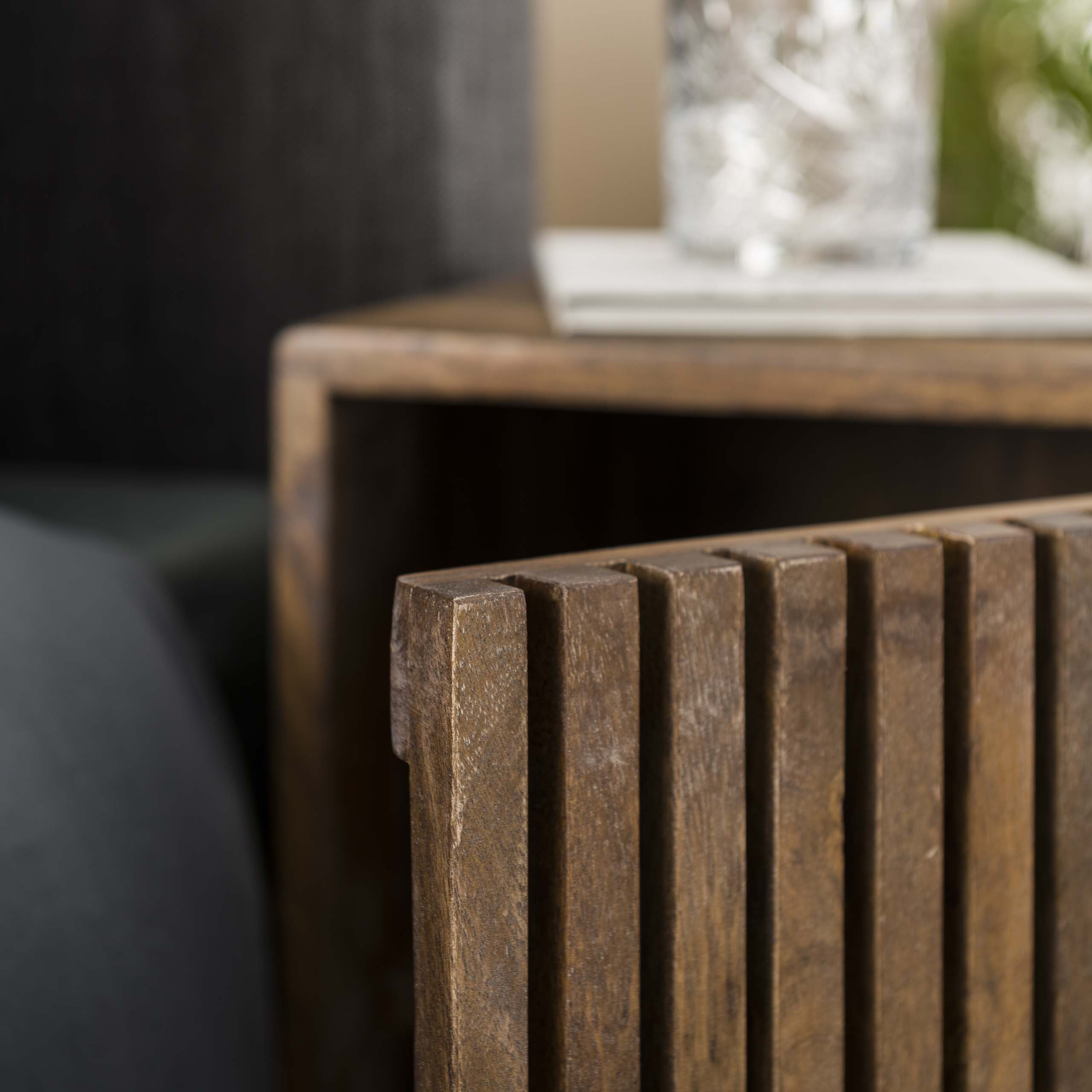 Bedside table Tweak 1 door - set of 2 - Solid mango sand