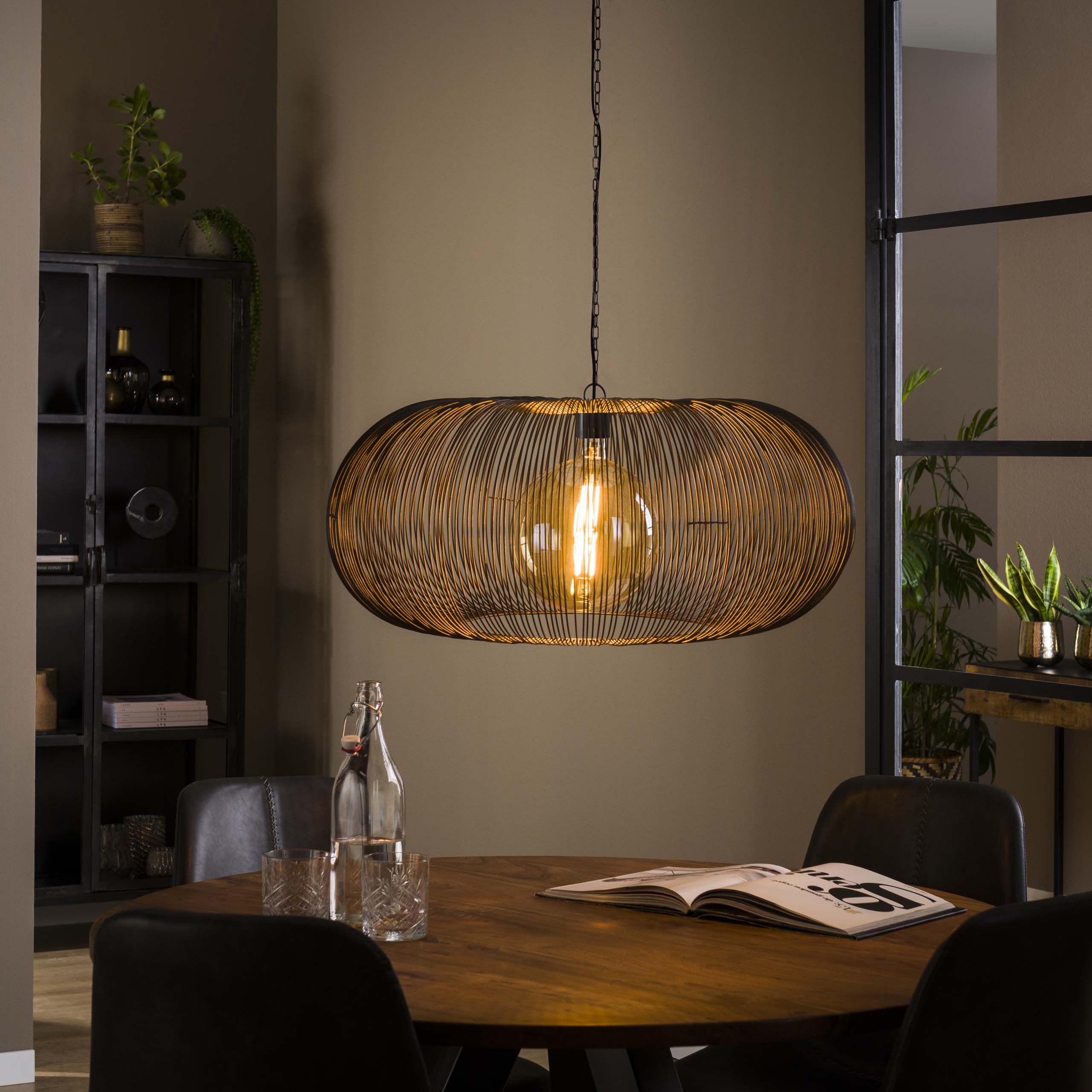 Hanging lamp Ø70 copper twist / Black nickel