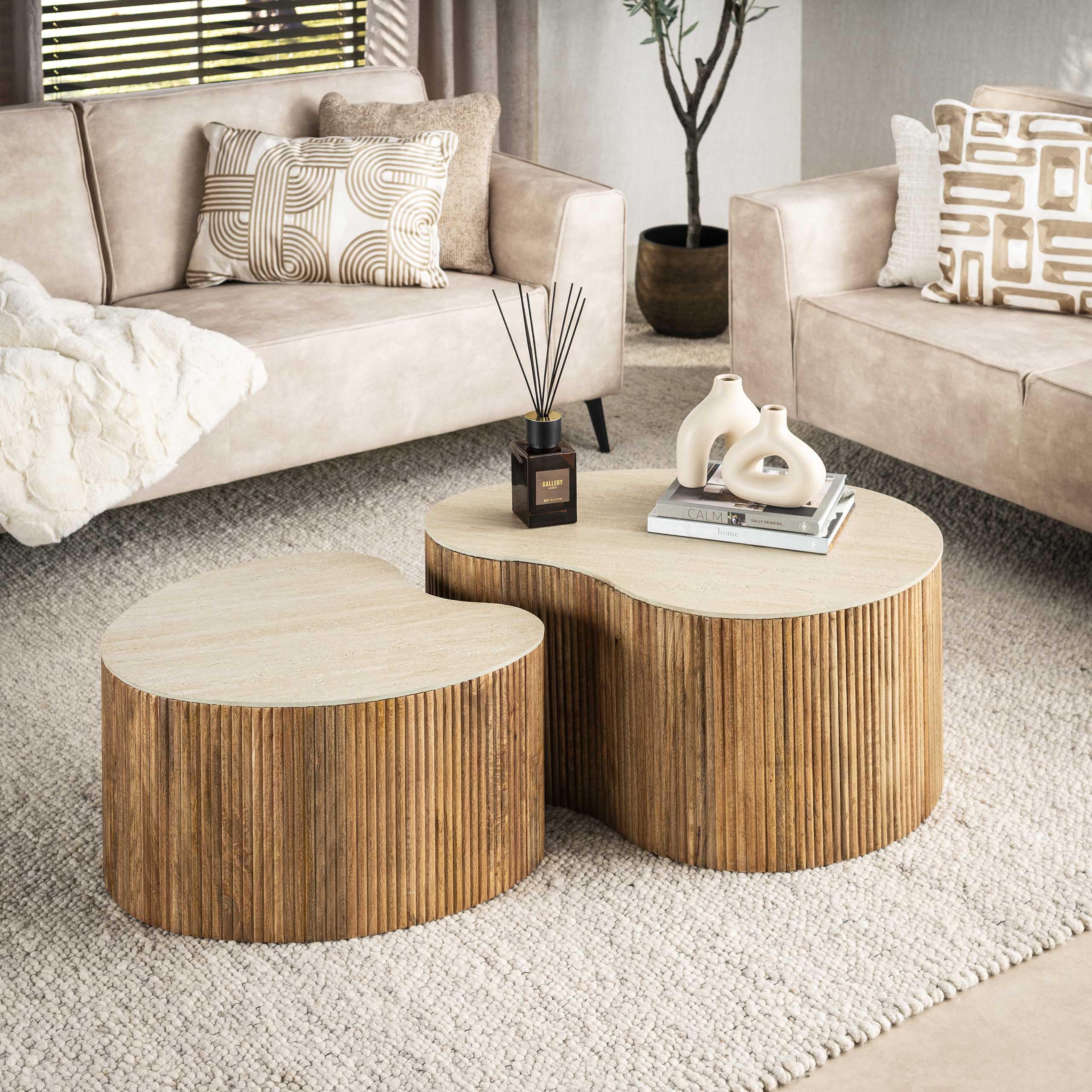 Coffee table Nuovo kidney shaped - Set of 2 - Solid mango