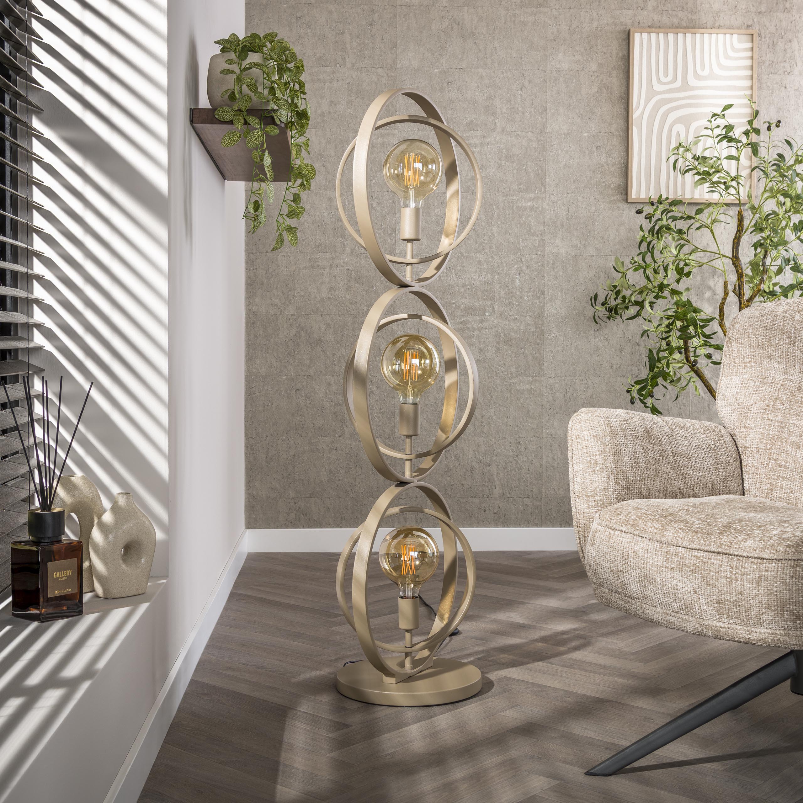 Floor lamp Turn Around 3-light - Beige